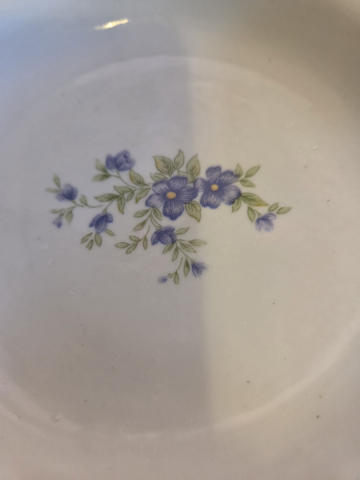 Ceramic Candy Dish/ Trinket Dish 7.75” White With Blue Floral Handles Vintage