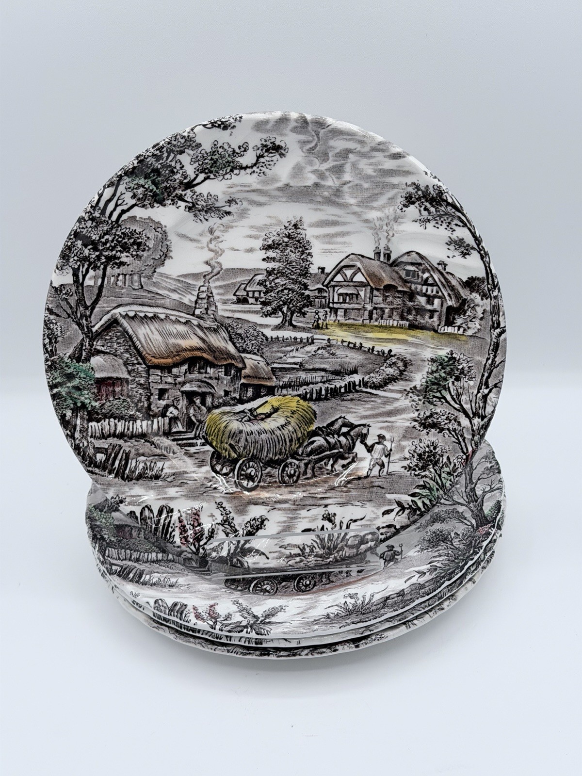 Staffordshire Ironstone Yorkshire Multicolor Salad Plate Set of 4 England