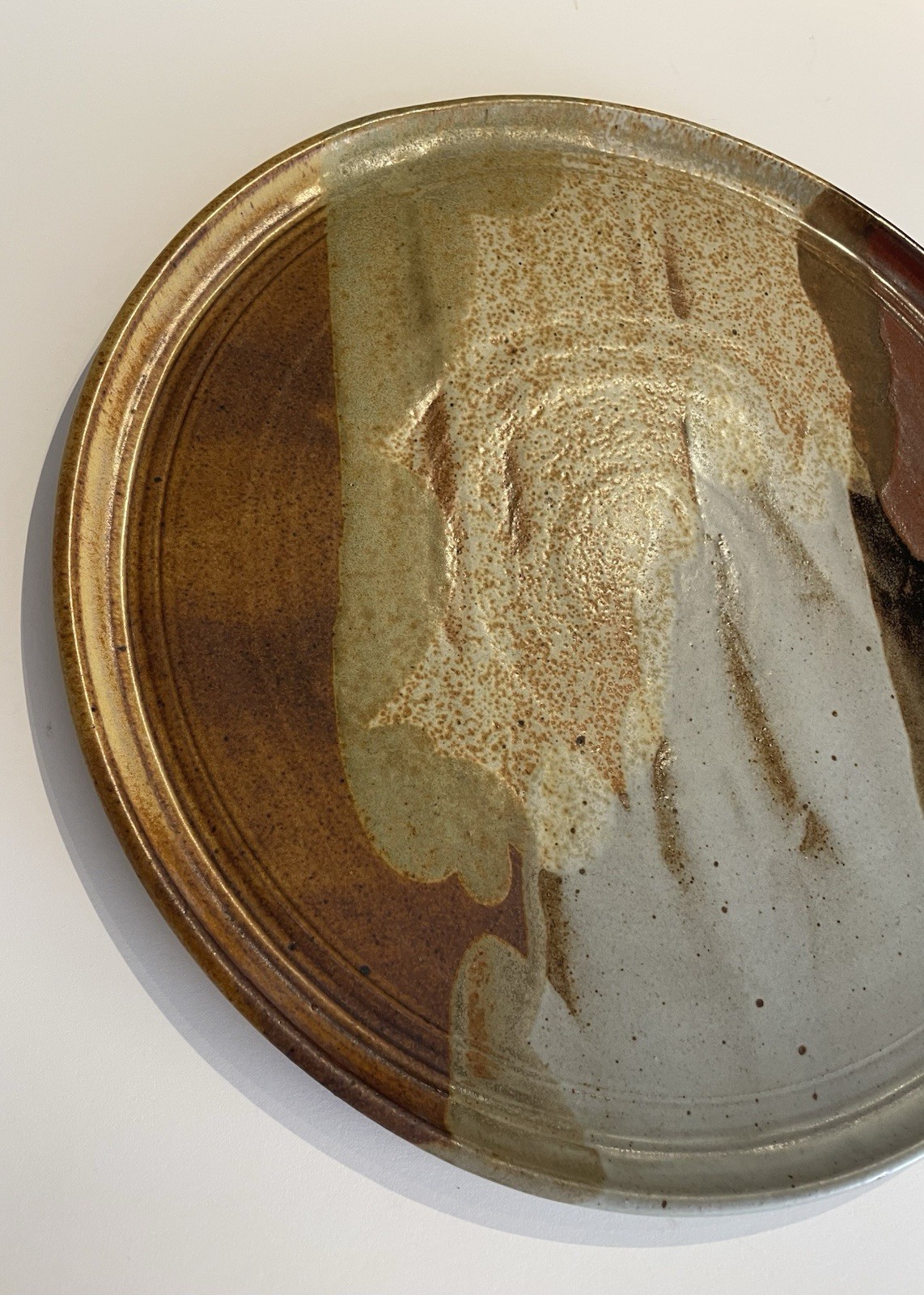 Studio Pottery Artisan 17″ Plate Poured Glazes Hand Thrown Signed Southwest