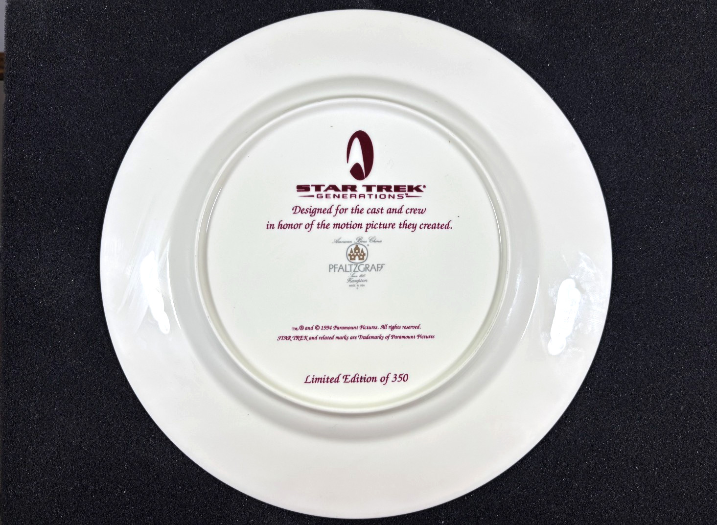 1994 STAR TREK GENERATIONS CAST & CREW Limited Ed. /350 Pfaltzgraff Plate 🔥🔥