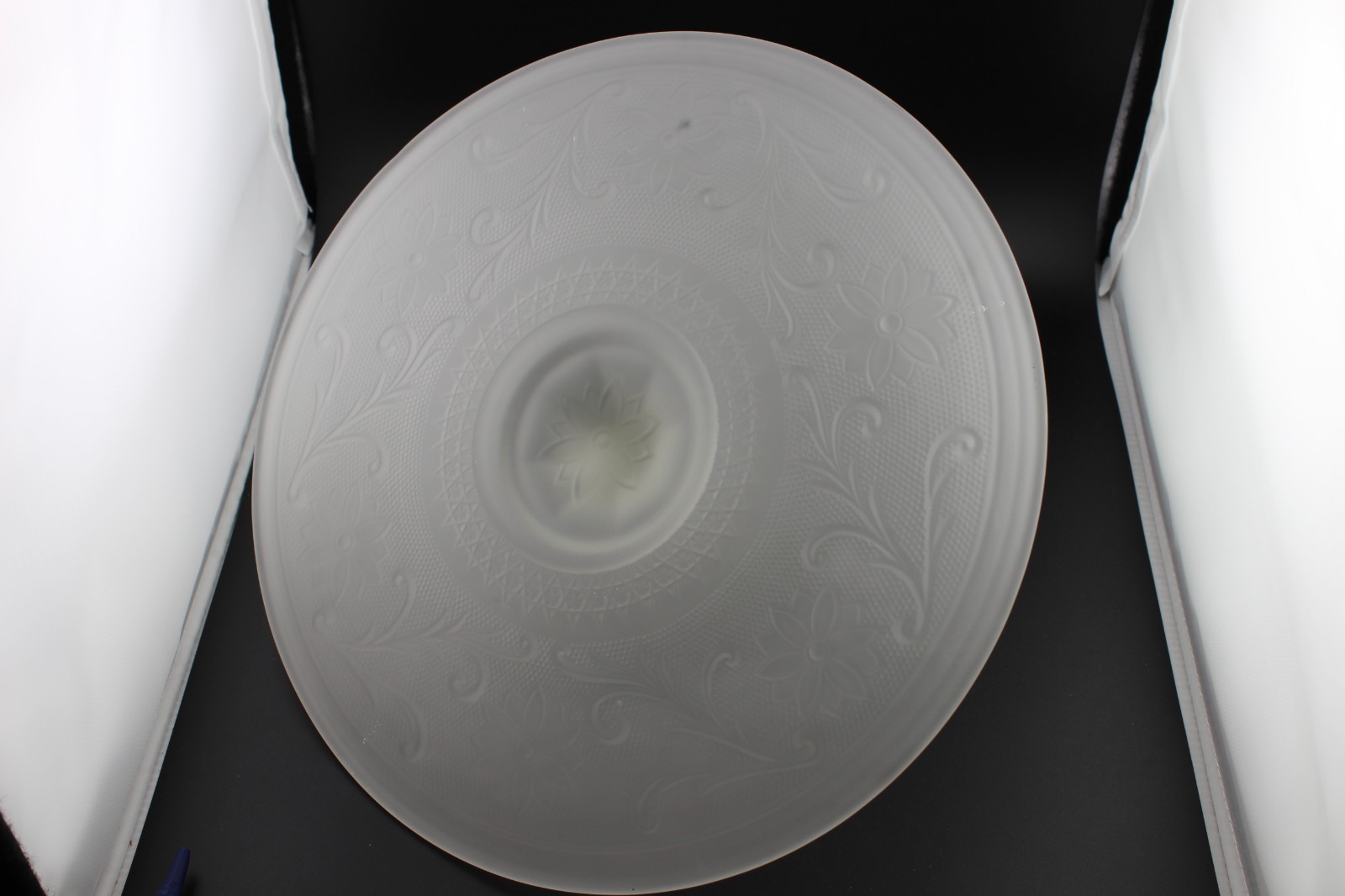 Tiara Indiana Glass Satin Frosted Sandwich 12″ Handle Party Server Platter AS IS