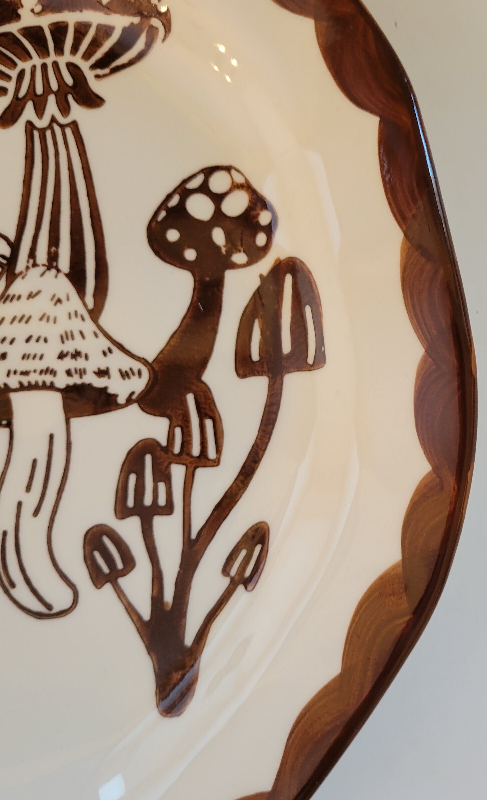 Potter’s Studio 3ct Luncheon Dinner Mushroom Plates Asymmetrical 10” Brown