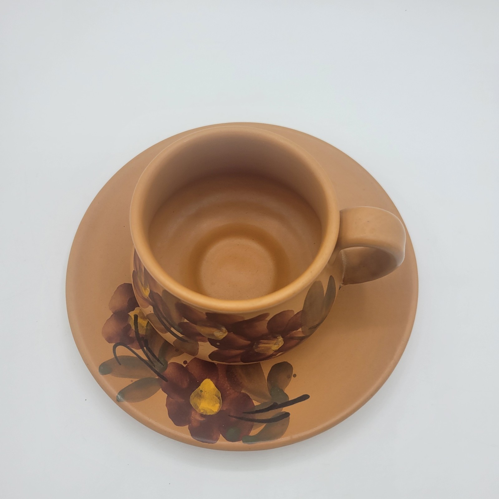 Ceramic Hand-Painted Hand Made Earthenware Cup & Saucer Unique