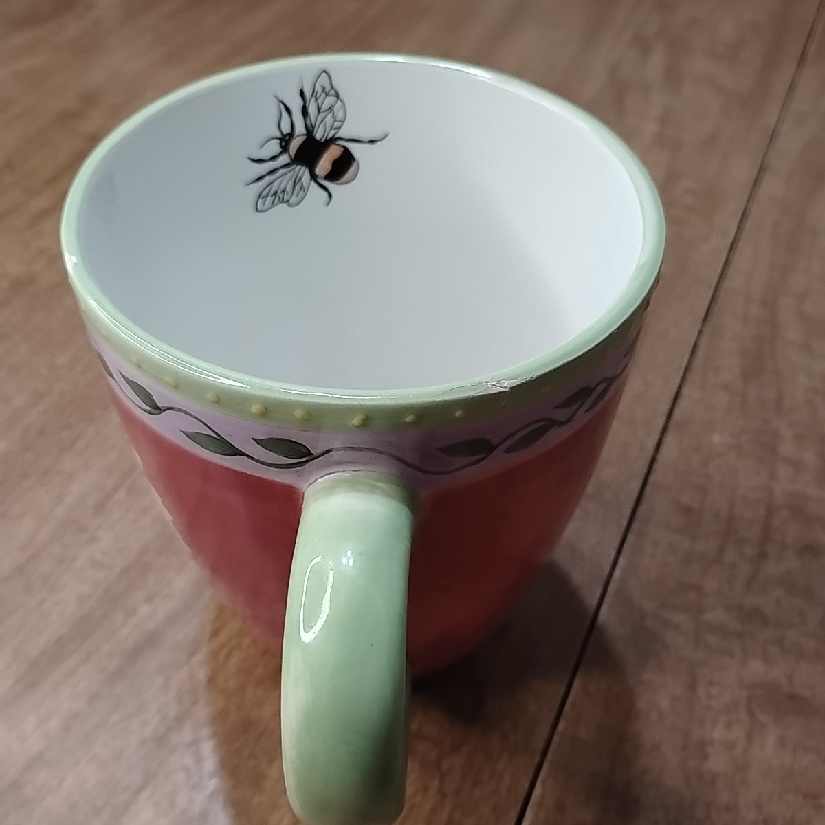 Zrike Hand Painted Mug Pink Floral 12oz. (Small Nick On Rim Of Mug) See Picture