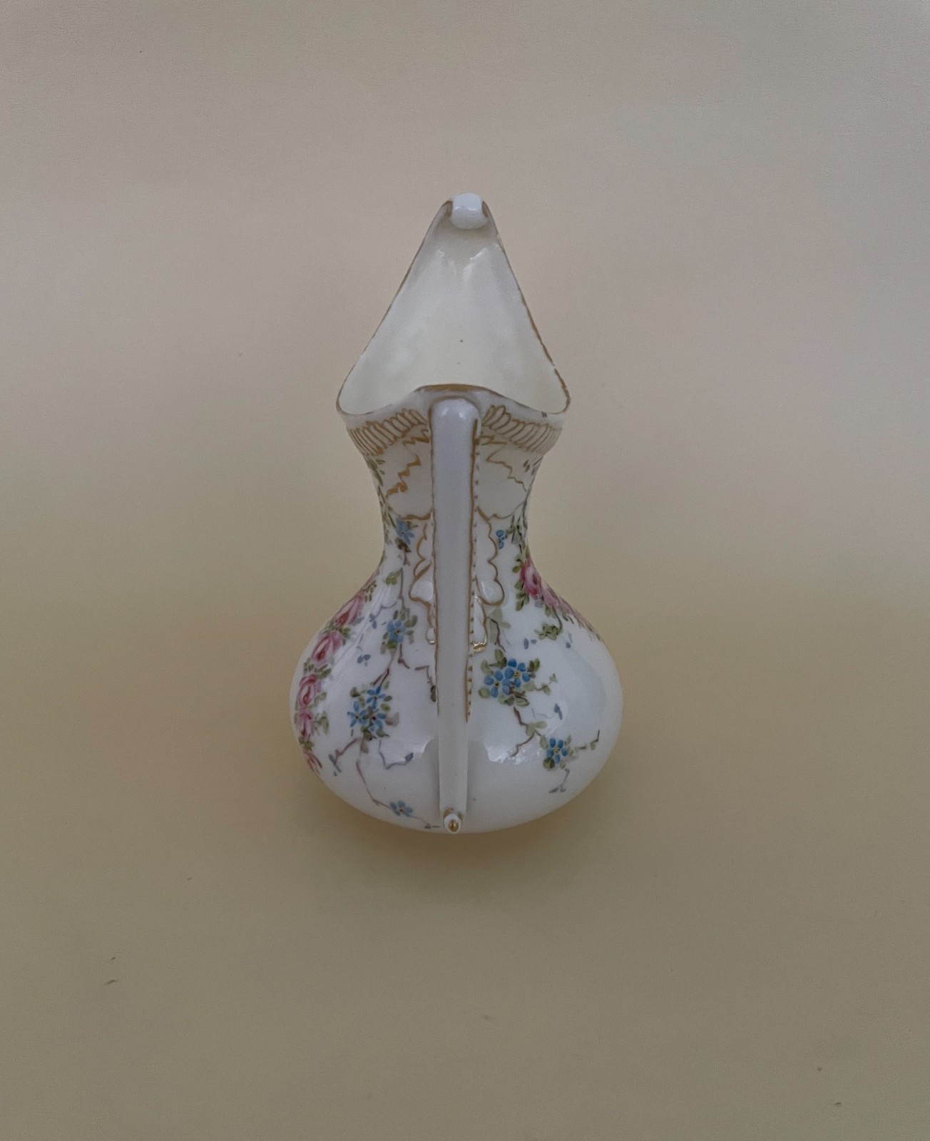 Antique Ceramic Art Company CAC American Belleek Floral Roses and Gilt Creamer