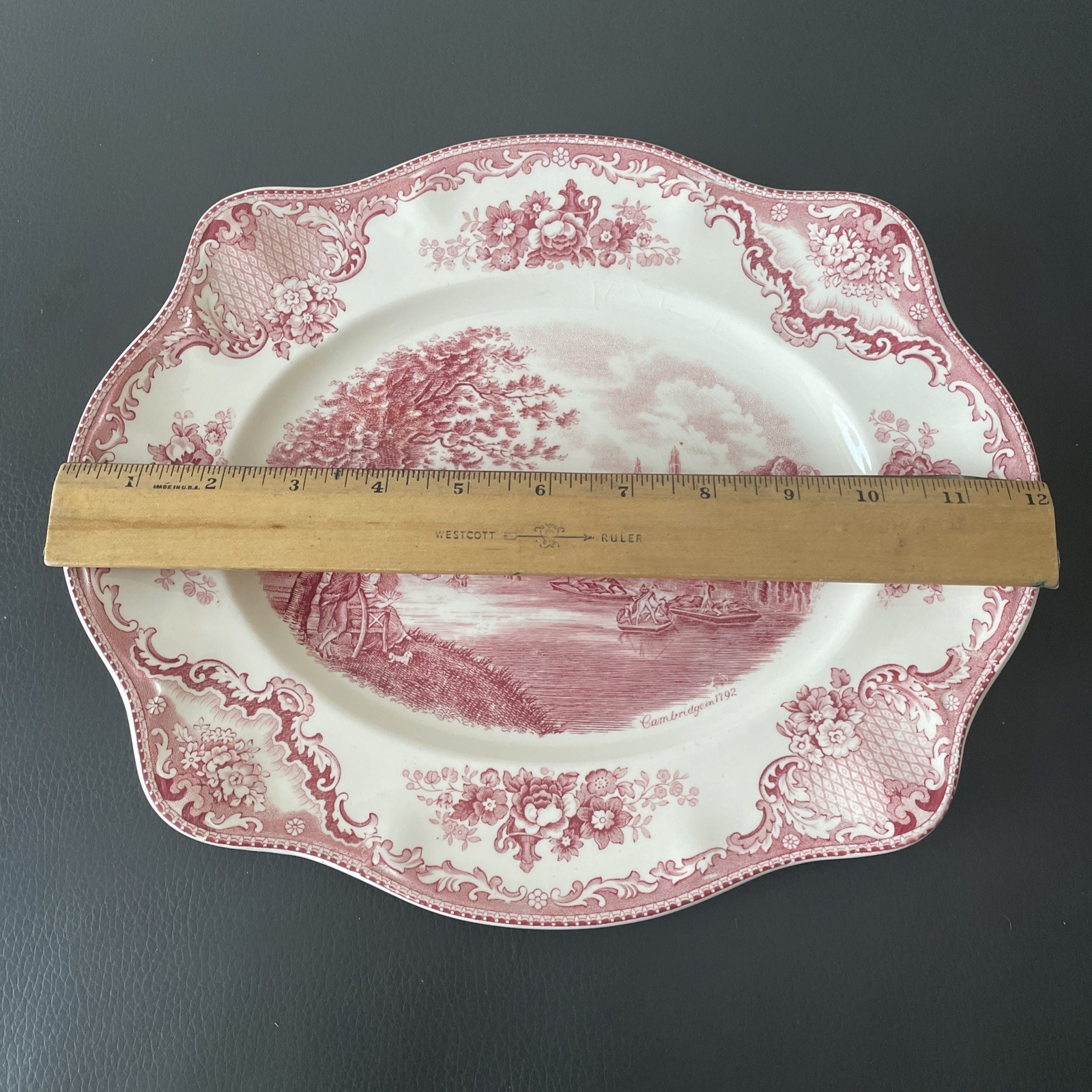 Johnson Brothers Old Britain Castles Cambridge Pink Transferware Platter 12″