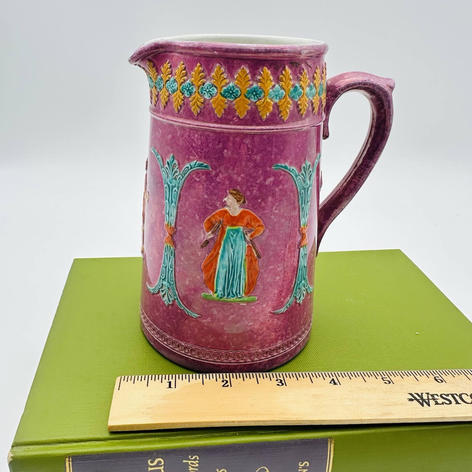 Antique Porcelain Pitcher Purple Dudson Bros Coronet England Neo Classical 5.75″