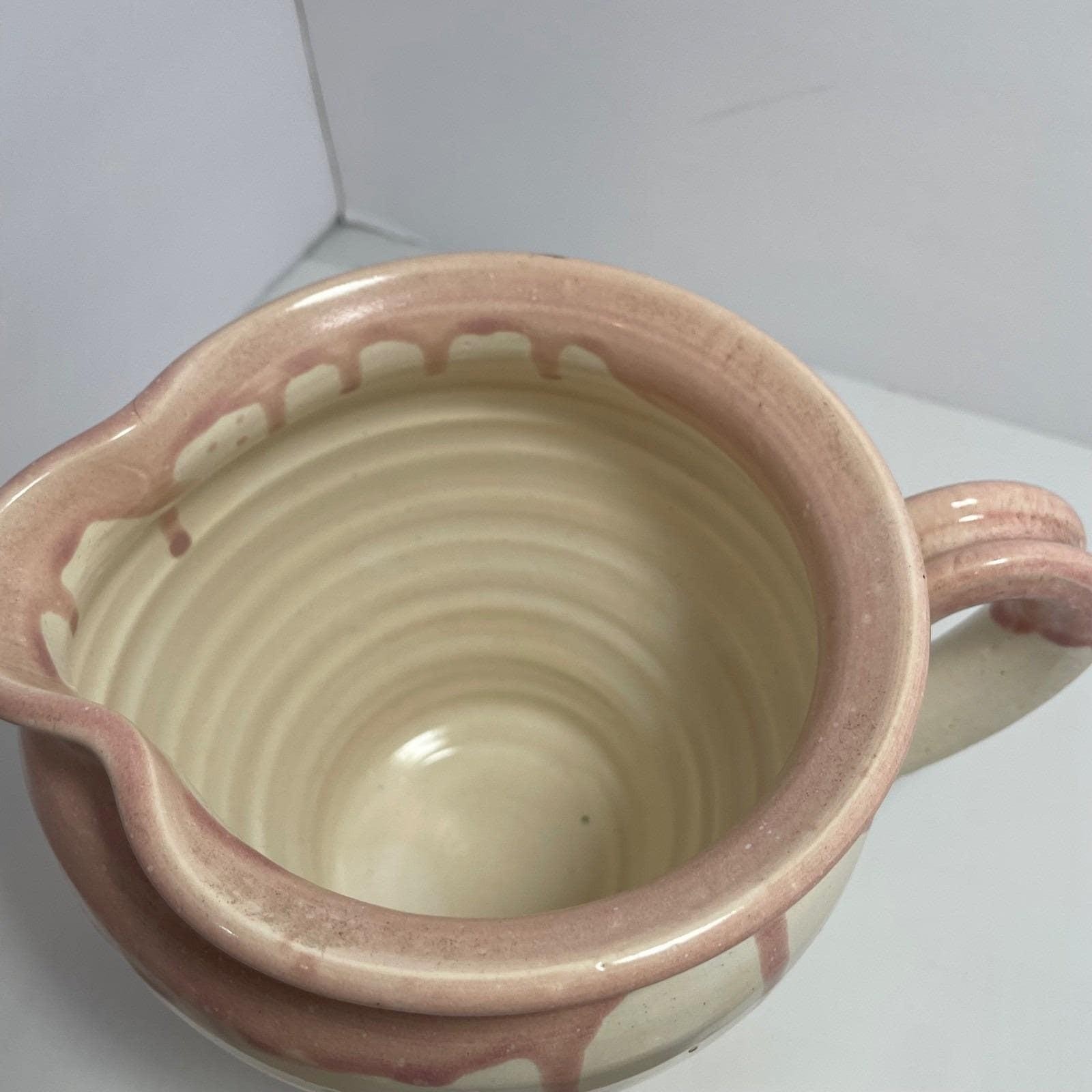 Bear Pottery Studio Pink Drip Glaze Pitcher Creamer Handmade Wisconsin Studio