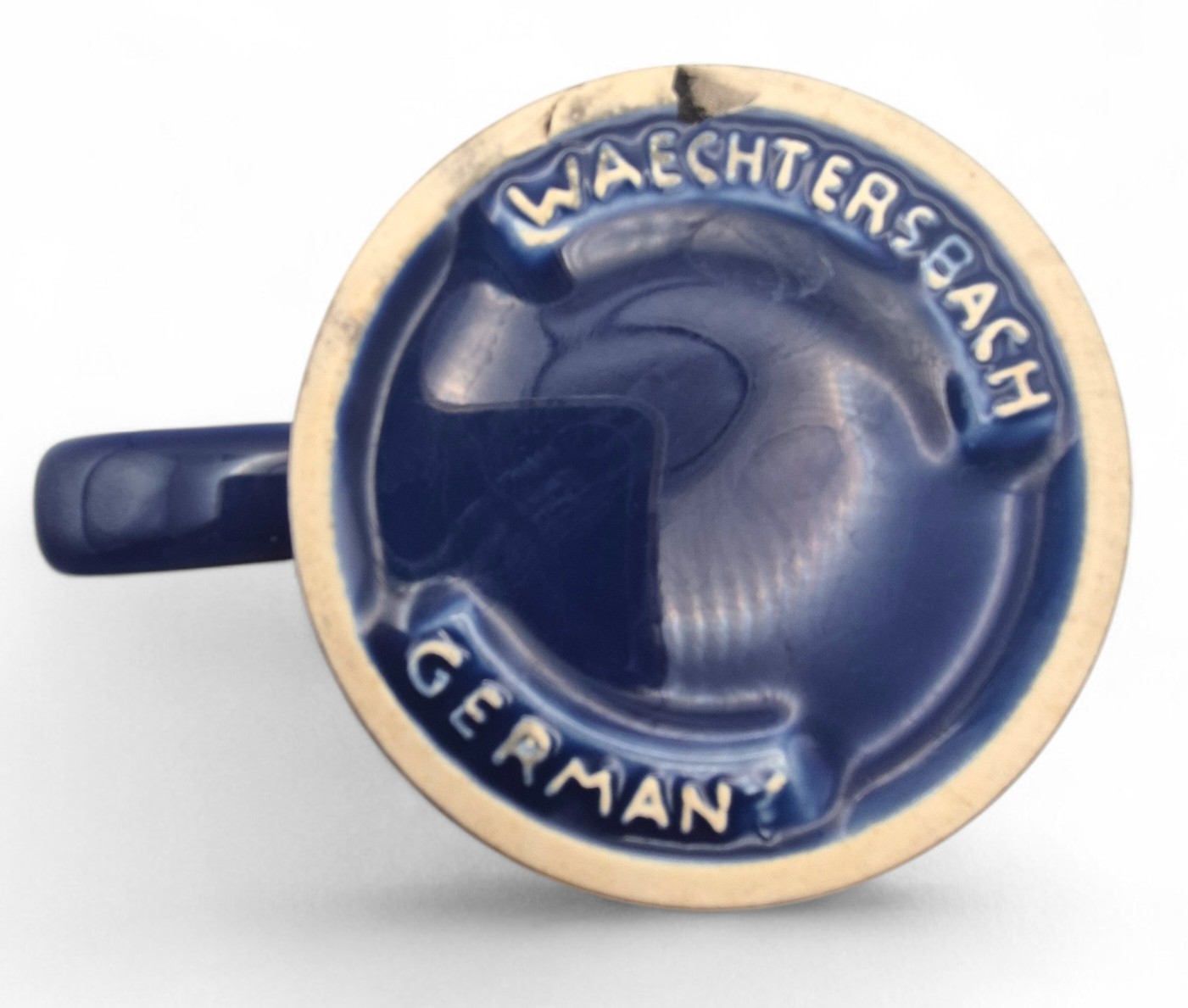 Vintage Waechtersbach Germany FBI Logo Coffee Mug Cobalt Blue Yellow Ceramic HTF