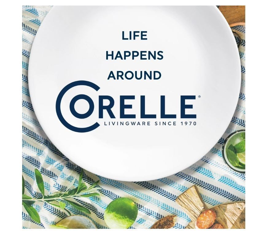2 pack Corelle Splendor, White and Red Round Dinner Plate, 10.25″