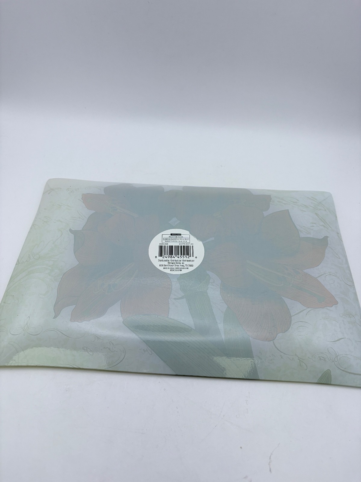 Ashland Holiday Home Accents Red Amaryllis Reverse Painted Glass Tray/Platter