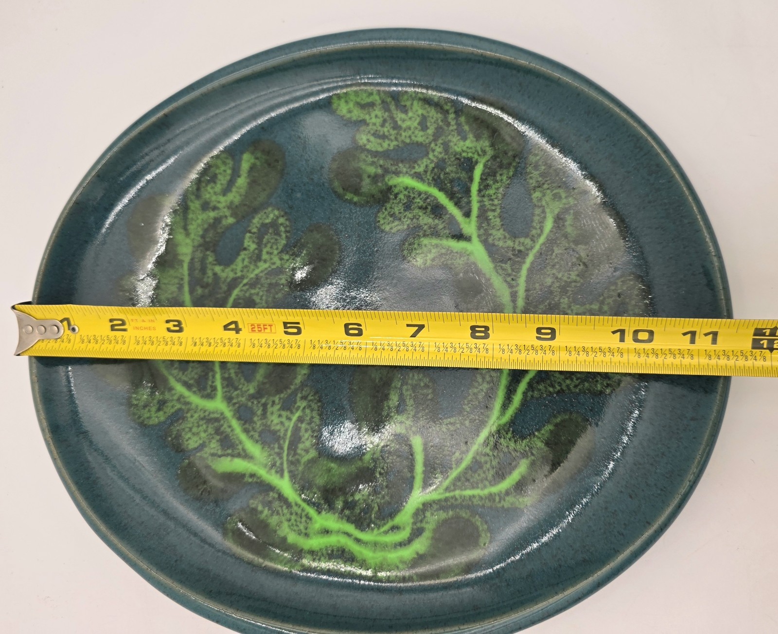Glidden Marine Fantasia Platter Blue Green Hand Decorated MCM Artware VTG #431
