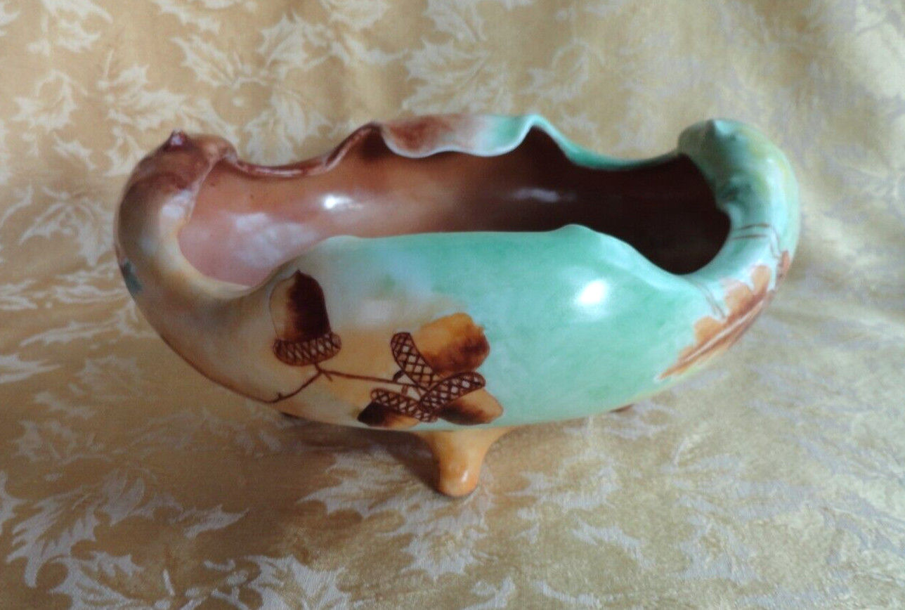 ANTIQUE ROSENTHAL R.C. BAVARIA HAND PAINTED FOOTED NUT BOWL SIGNED CA. 1891-1906