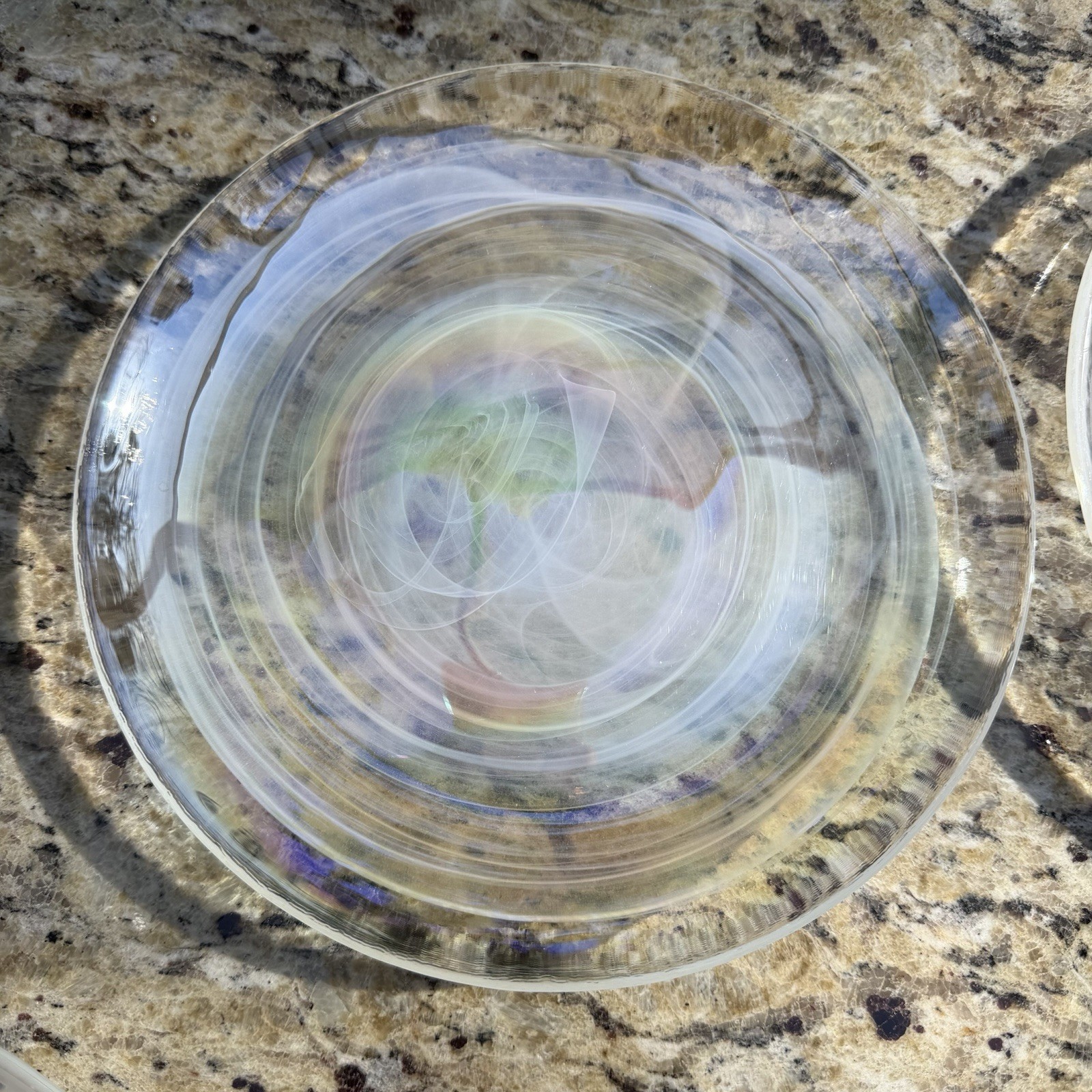 Artistic Accents Salad Plates Iridescent White Swirl Glass 8.25″ Set Of 4