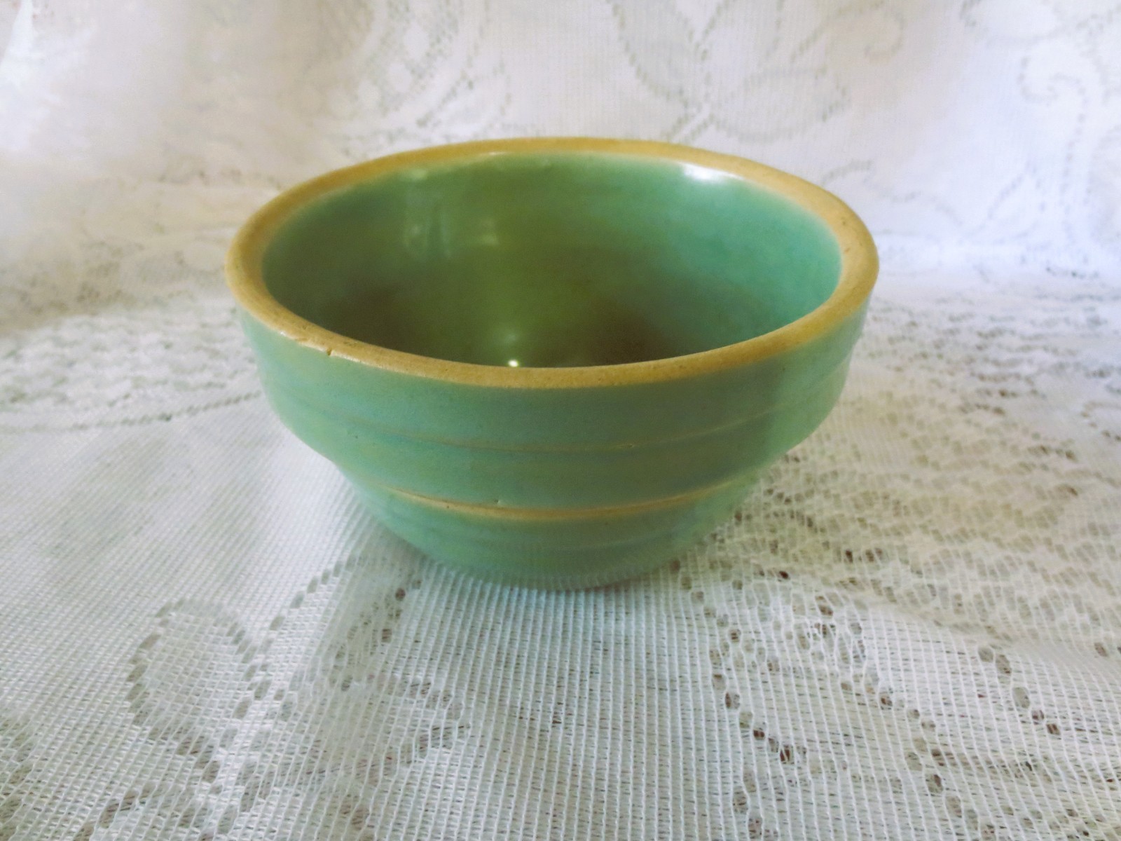 5″x3″ BOWL Ceramic Pottery MUTED GREEN Vintage Brooklyn New York Studio 5IN USA