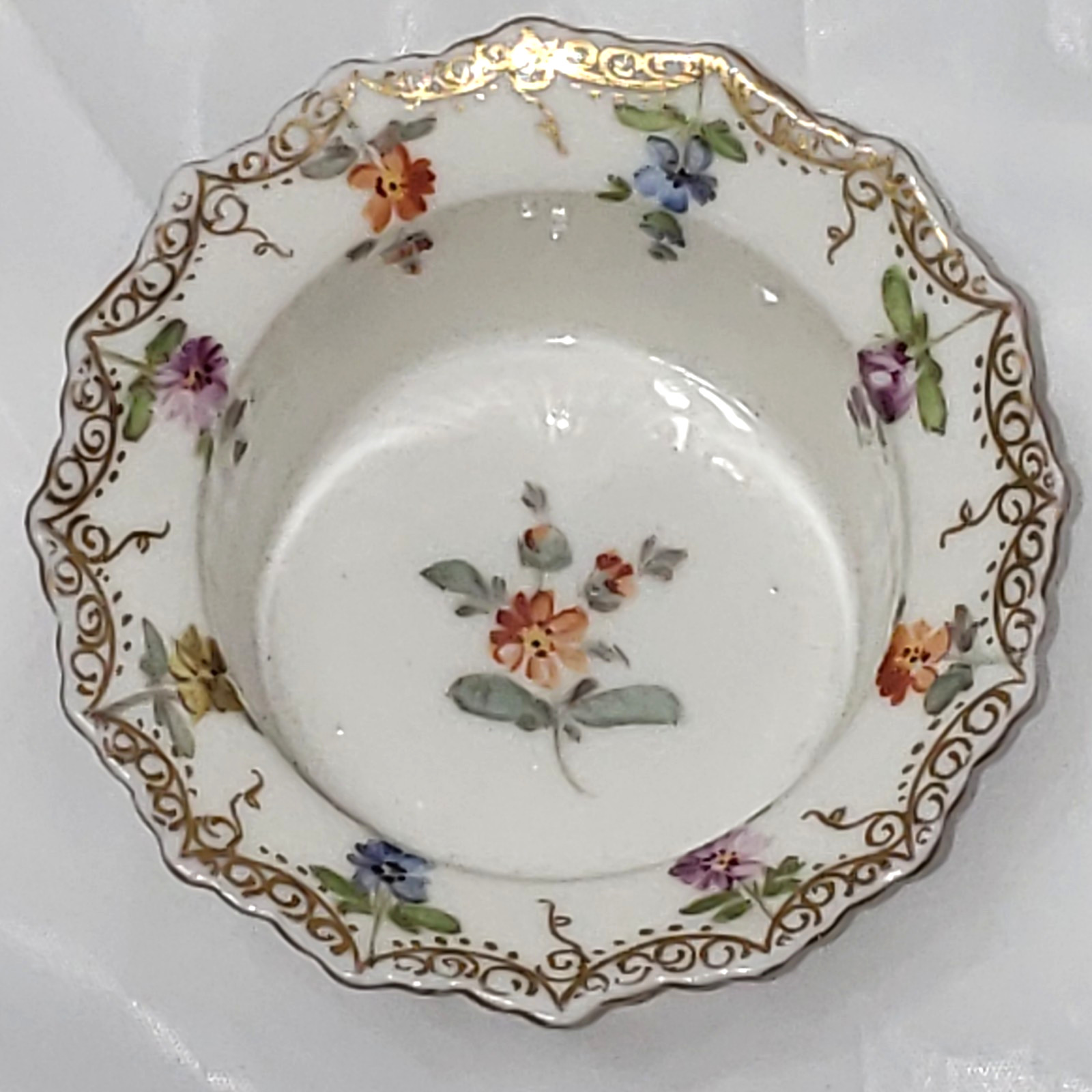 1890’s Richard Klemm RK Dresden Hand Painted Floral Ramekin 3″
