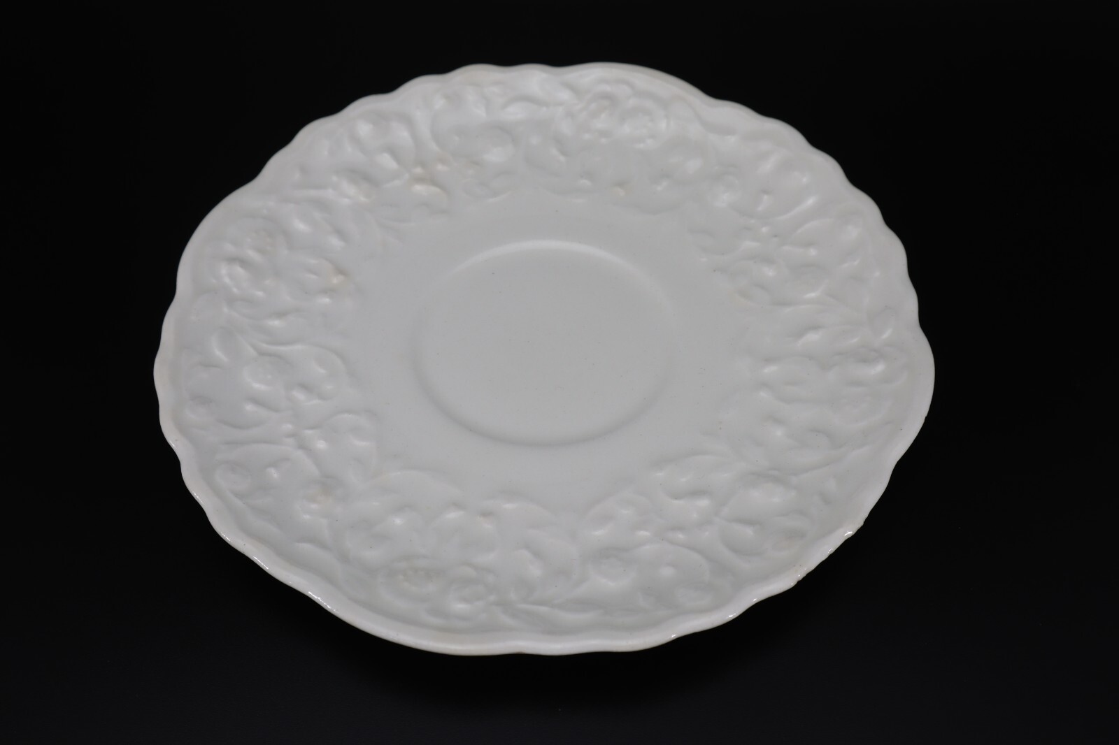 Pope Gosser Rose Point CUP & SAUCER Set of 2 White w Raised Roses Vintage USA s