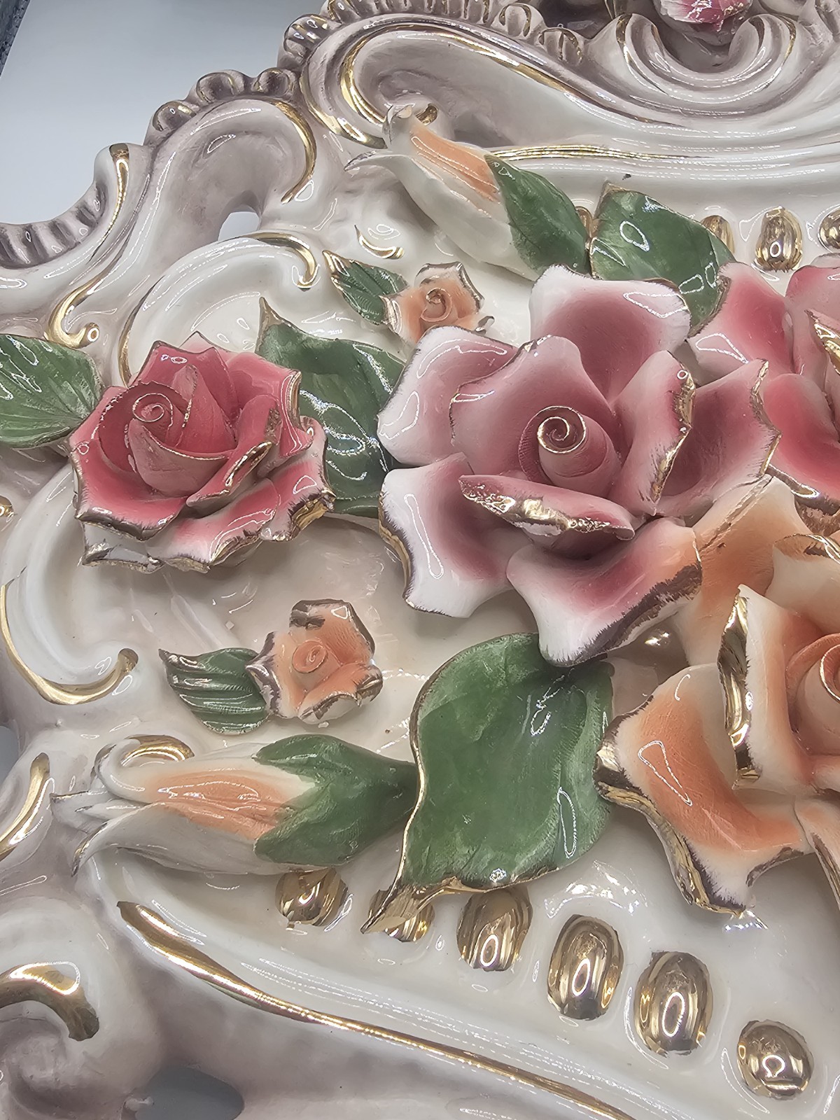 Pair of Beautiful Vintage Capodimonte Wall Art