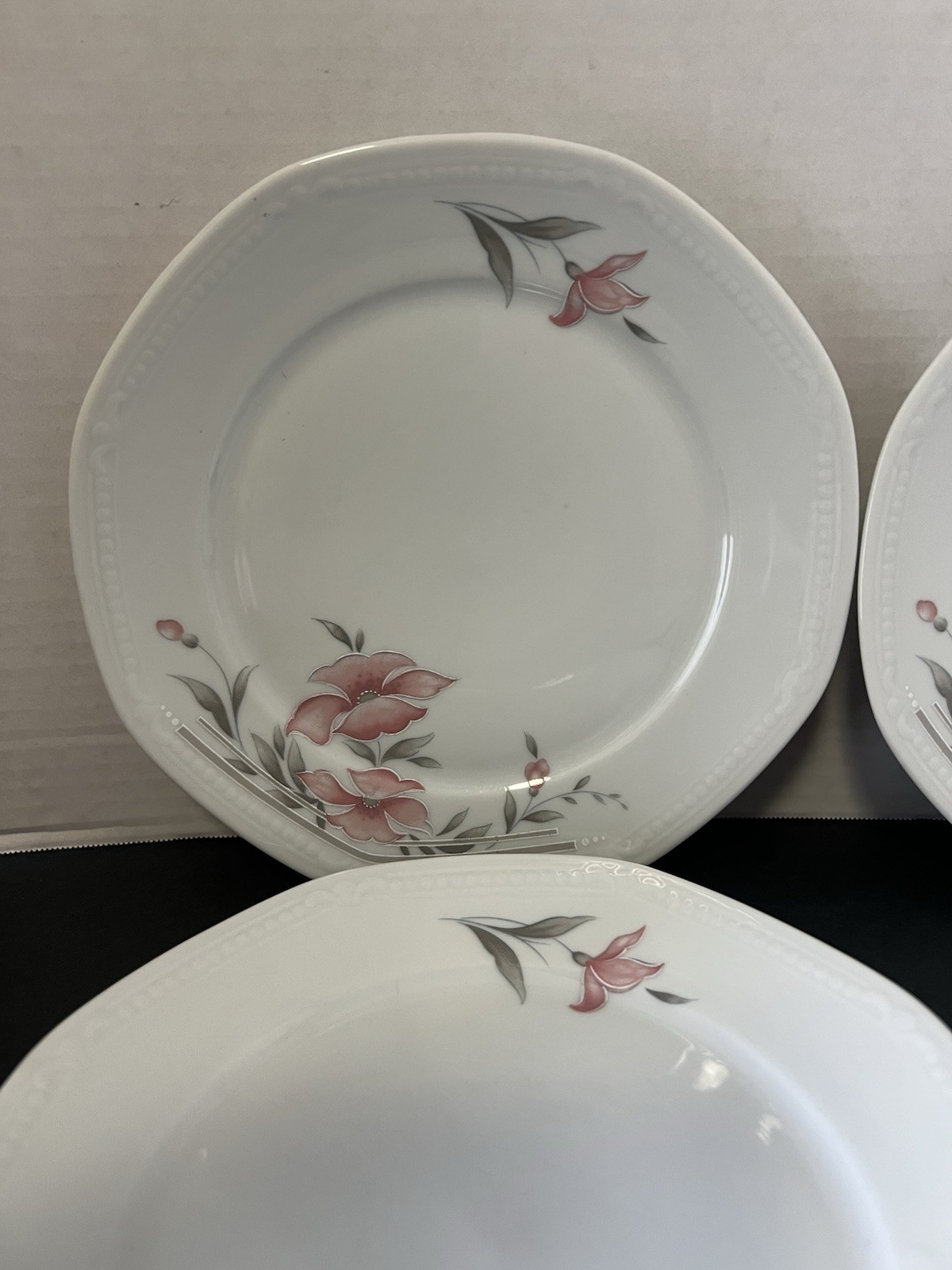 (5) Vintage Mitterteich Porcelain Salad Plates MIT71 Germany Hexagon 7.5”W A+++