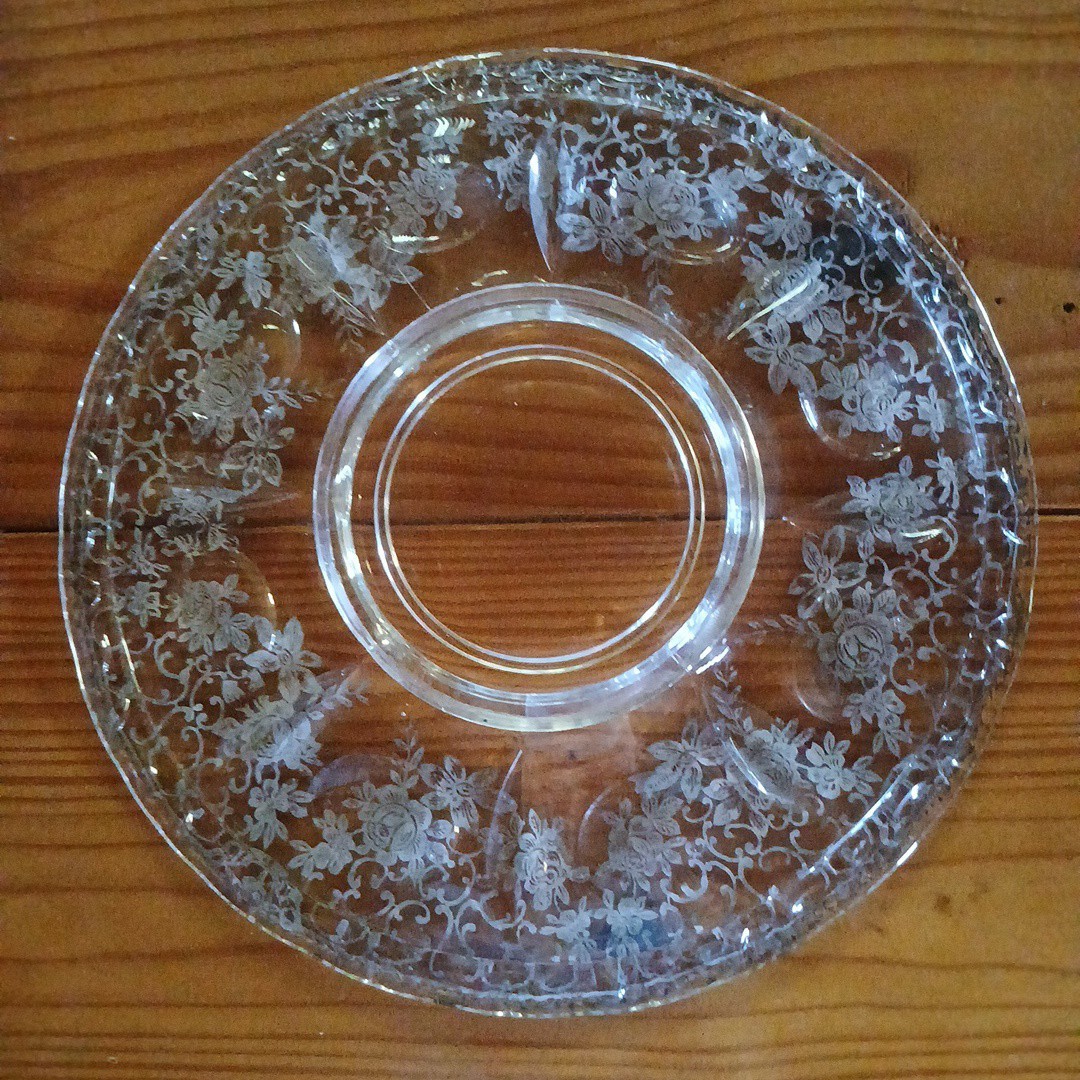 Anchor Hocking Savannah Floral Egg Plate/Serving Platter VTG 14″