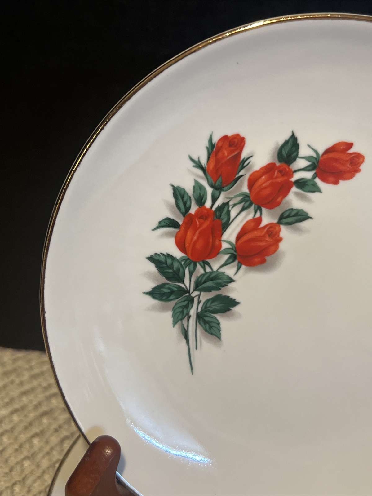 Salem-American Ironstone-Red Roses-5 1/2” Bread Plates-Set Of 4
