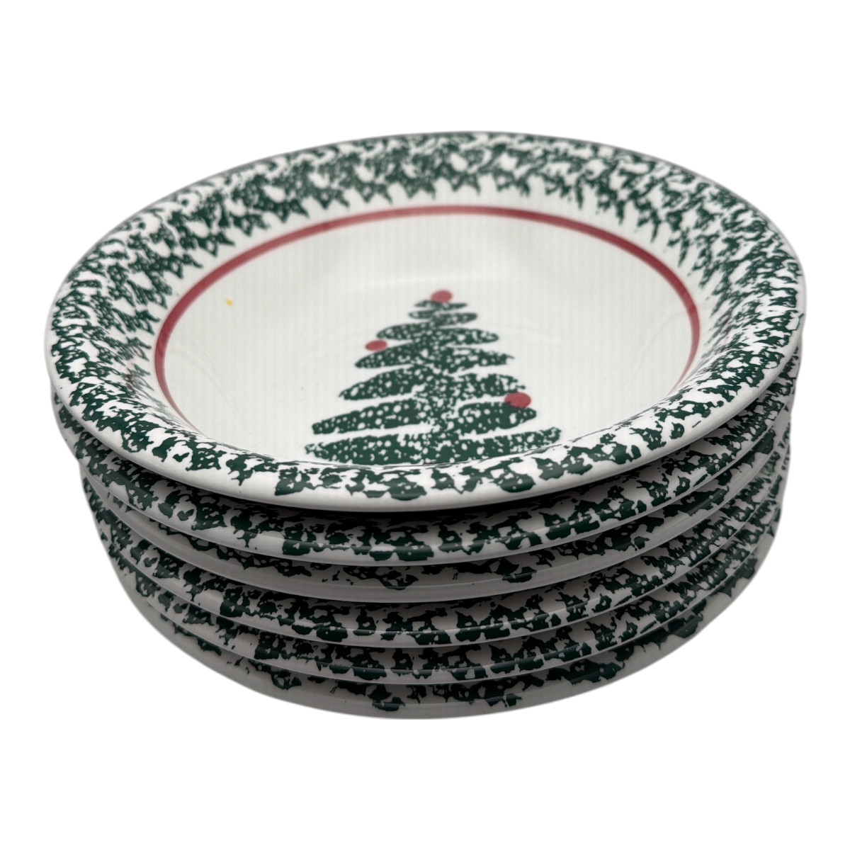 Furio Home Vintage 8” Bowls Christmas Tree Design Soup/Salad Bowls Set 6 Italy