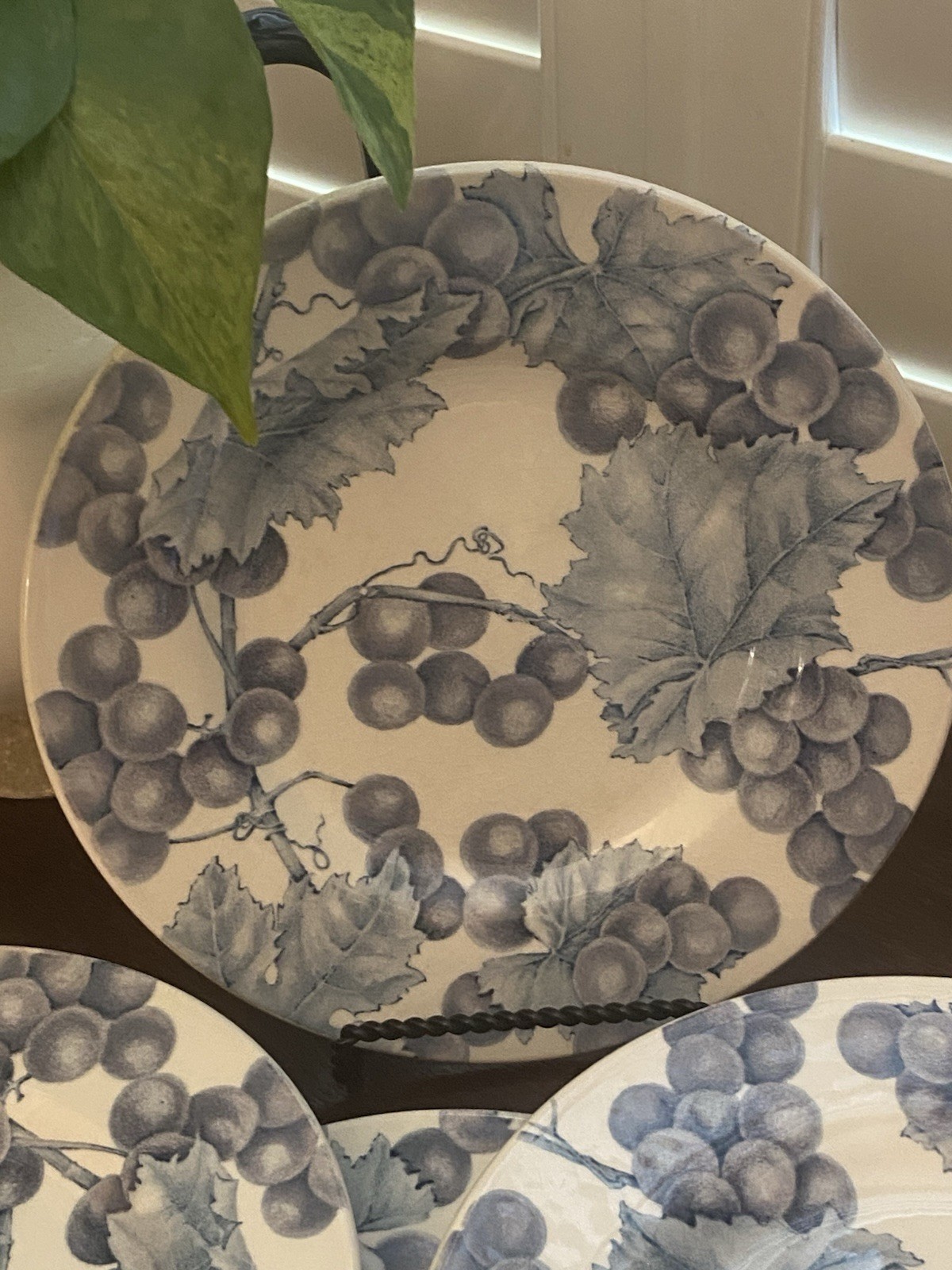 Lot Of 6 Pier 1 One Angleterre VINEYARD England Salad Dessert Plate Grapevines