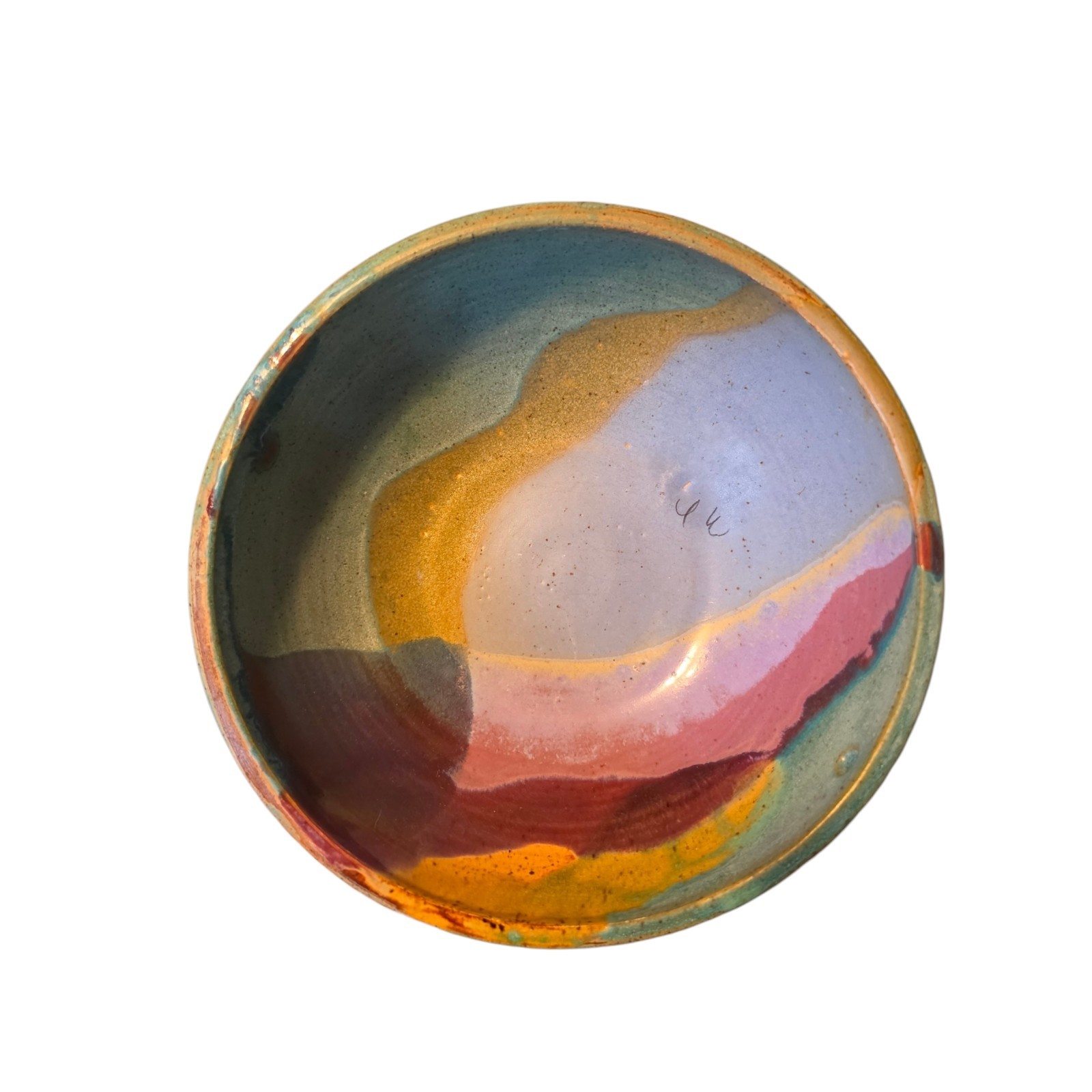 Set 4 Signed Joel Edwards Attributed Studio Pottery Bowls Abstract Glaze 7.25″
