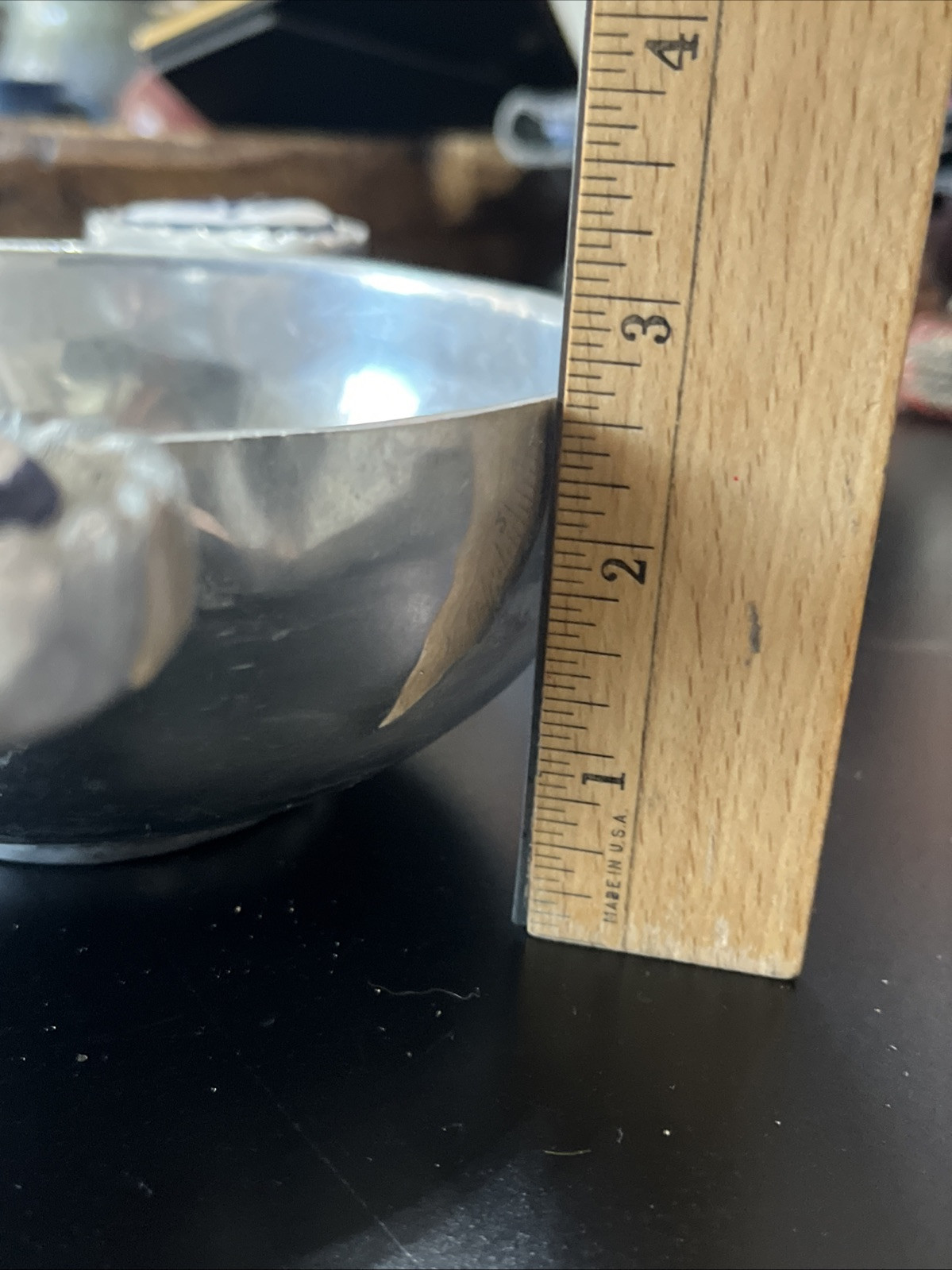 Handmade Rustic Alumminum Bowl With Blue And White Pottery Detailed Handles