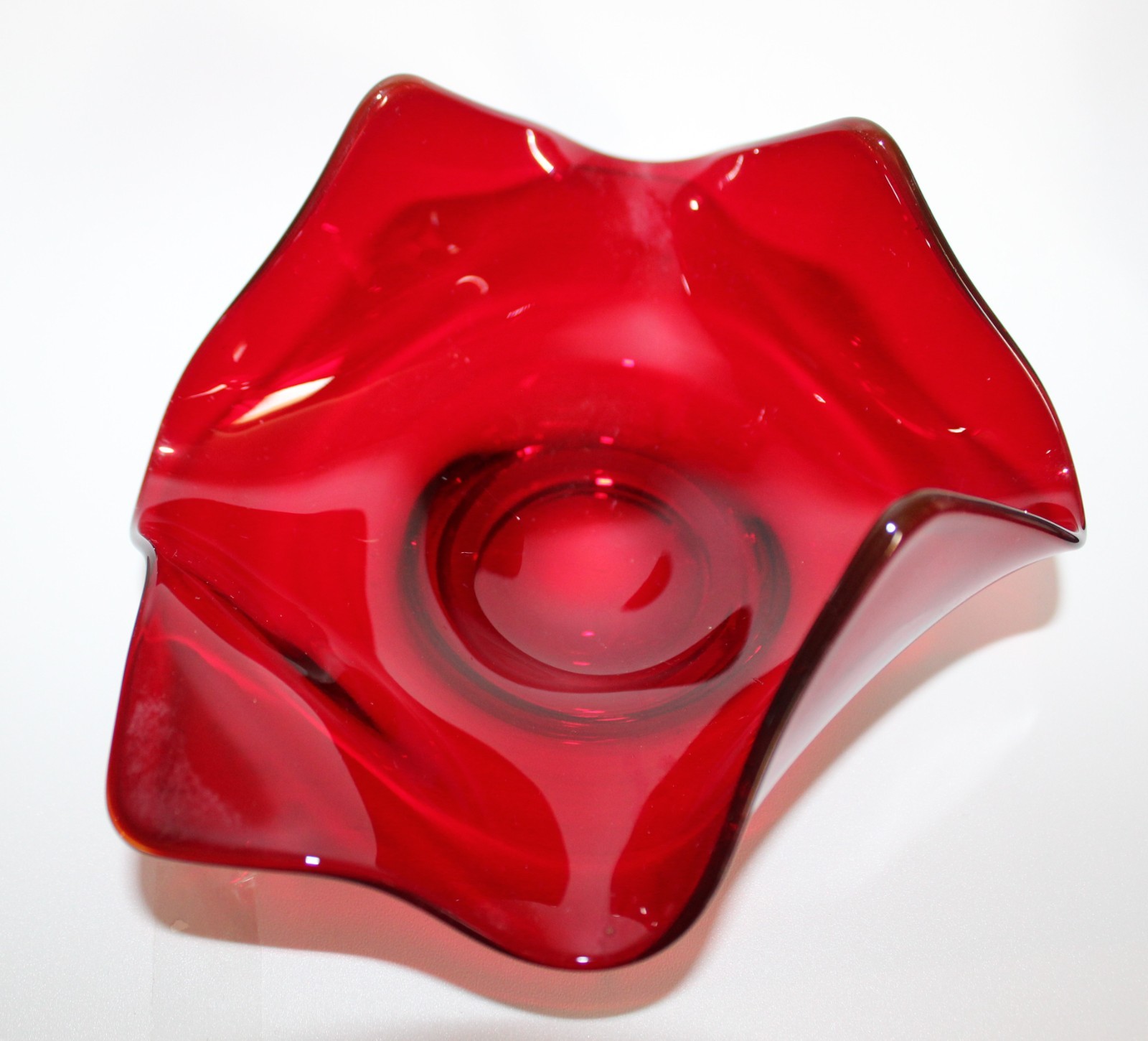 RUBY RED CANDY DISH UNIQUE SHAPE
