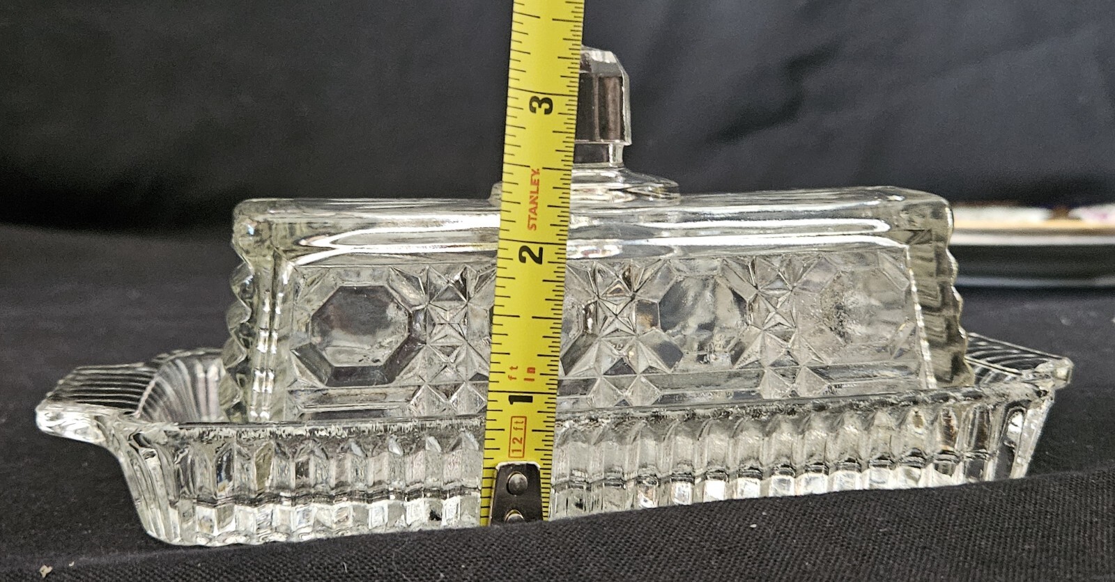Vintage FEDERAL Glass WINDSOR Butter Dish With Lid and Small Serving Tray Clear