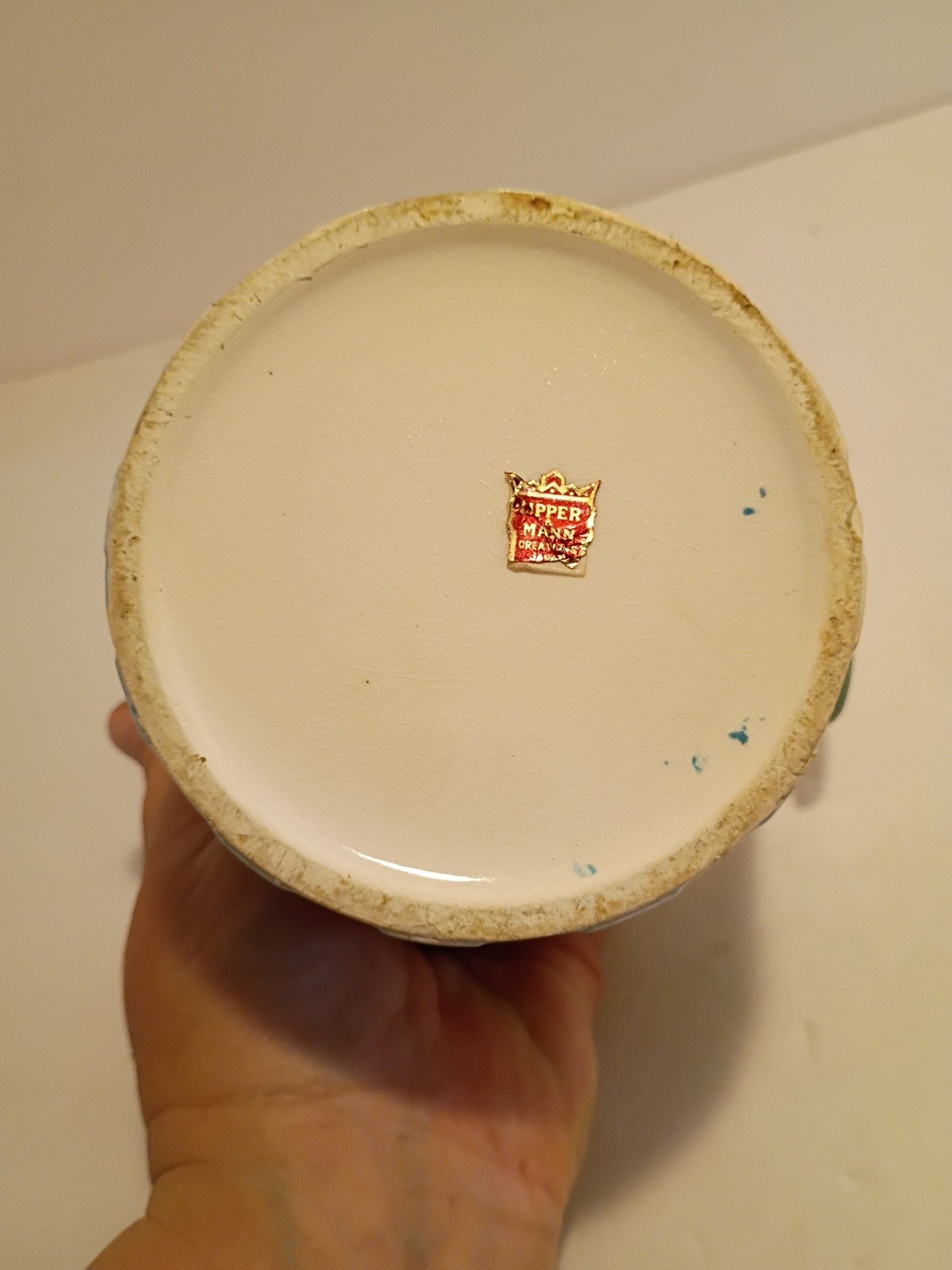 Vtg Lipper Mann Candy Dish Bucket Blue Candies Japan