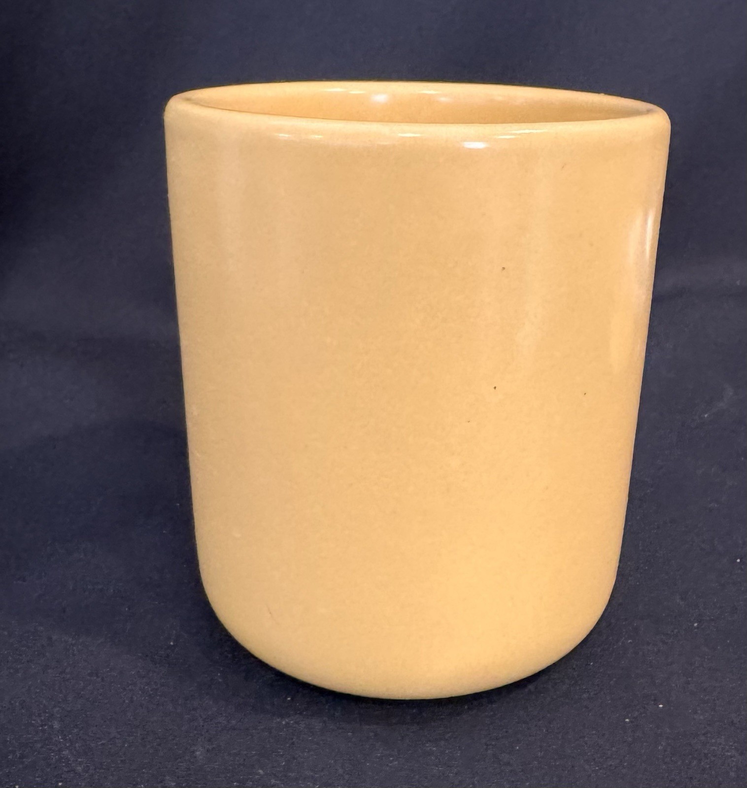 Vintage MCM LA Solana Yellow Stoneware Pottery 5″x4″ Jar Canister with Lid
