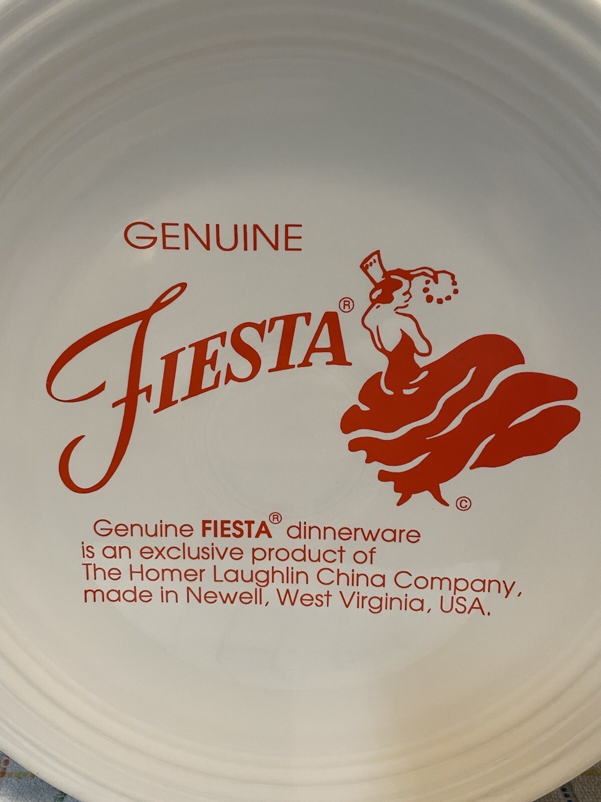 Fiesta Chop Plate Dancing Lady Advertising 11 3/4 Inches Pristine