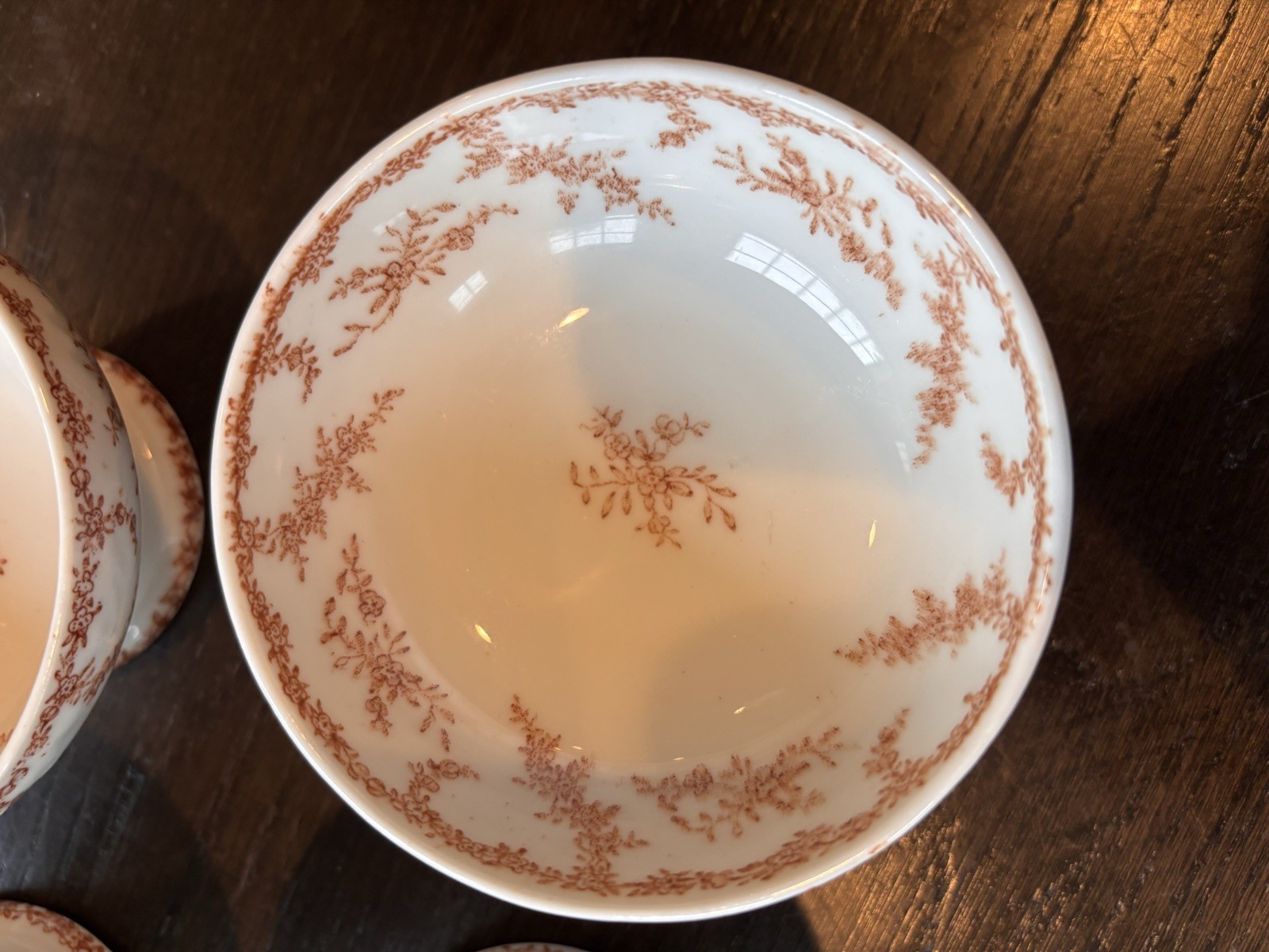 Set Of 4 Vtg Transferware Footed Compote Bowls