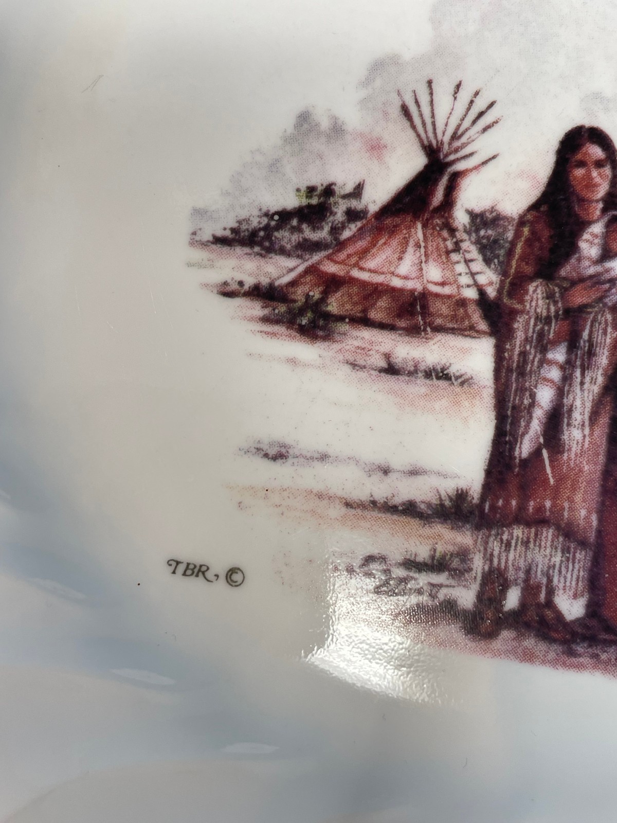 Super Rare 1980s CORELLE 7.25″ Salad Plate w/ Native American Indian Scene