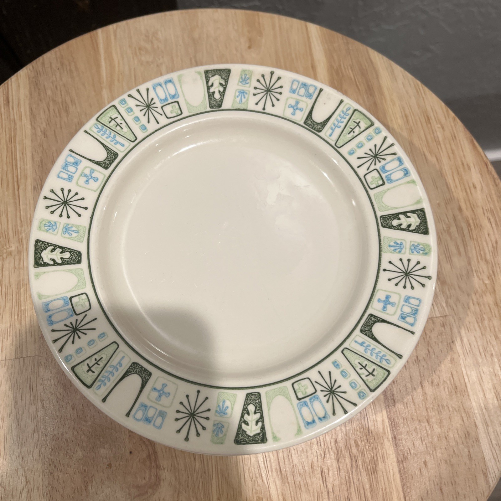 VTG TAYLOR SMITH CATHAY OVAL PLATTER ,12-PLATES AND S&P SHAKER ATOMIC STARBURST