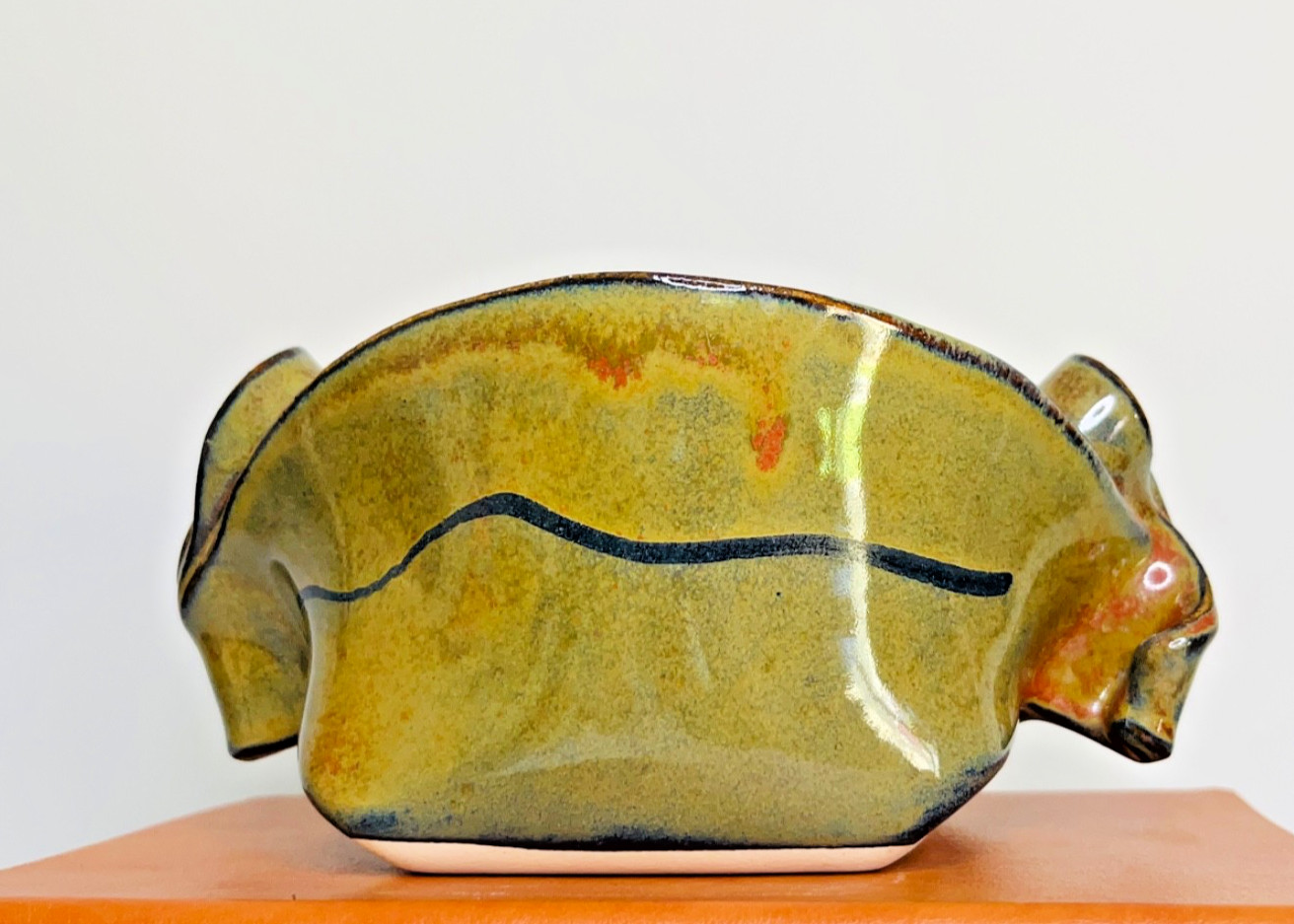 2.75-Inch Canadian 1970’s Art Pottery Bowl Folded Glazed Signed
