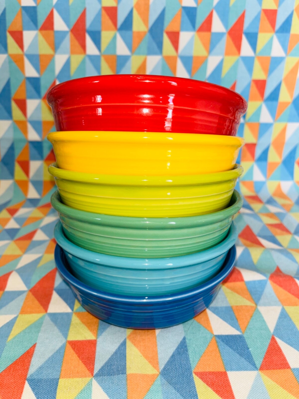 NEW mix set 6 FIESTA small cereal fruit BOWLS FIESTAWARE 14 oz Yellow Blue Green