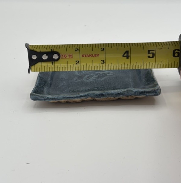 Beta Fish Tropical Blue Primitive Studio Art Pottery Trinket Dish 4.5” DM