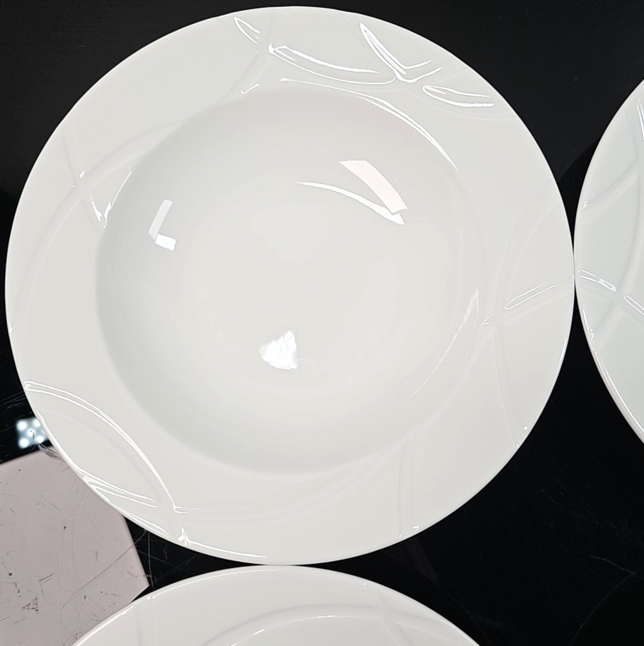 6 Lenox Vibe Rim Soup Pasta Bowl Set White Swirled Elegant Table Dining Dish Lot