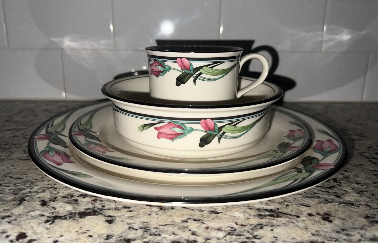 Lenox Chinastone Midnight Blossoms Four Piece Place Setting