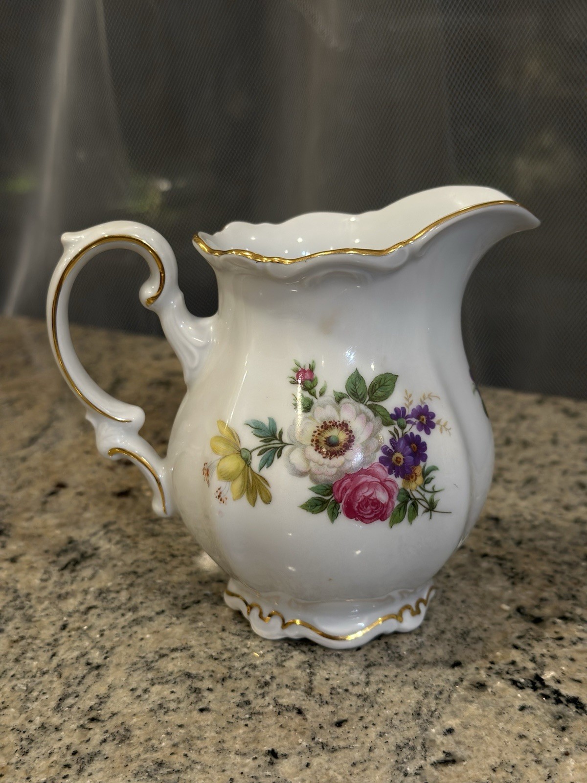 Vintage Mitterteich Bavaria Germany Meissen Floral Creamer Gold Trim