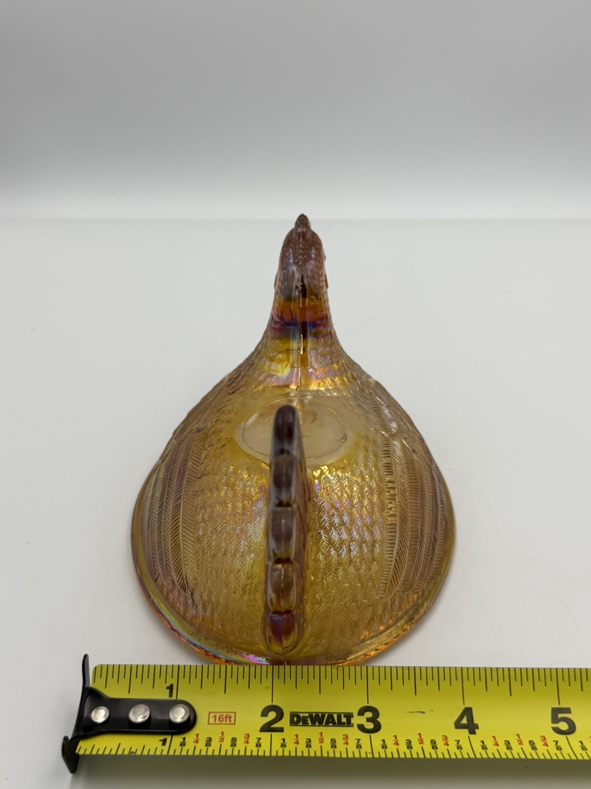Vintage Indiana Hen On Nest Golden Amber Iridescent Carnival Glass *TOP ONLY*