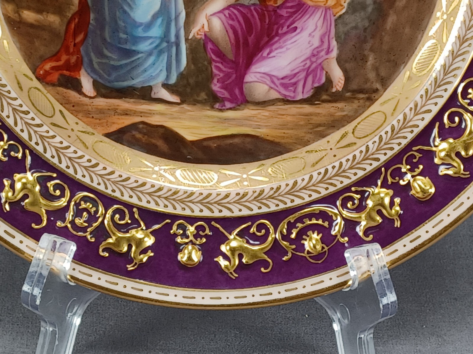 Helena Wolfsohn Dresden Hand Painted Neoclassical Scene Griffin Border Plate