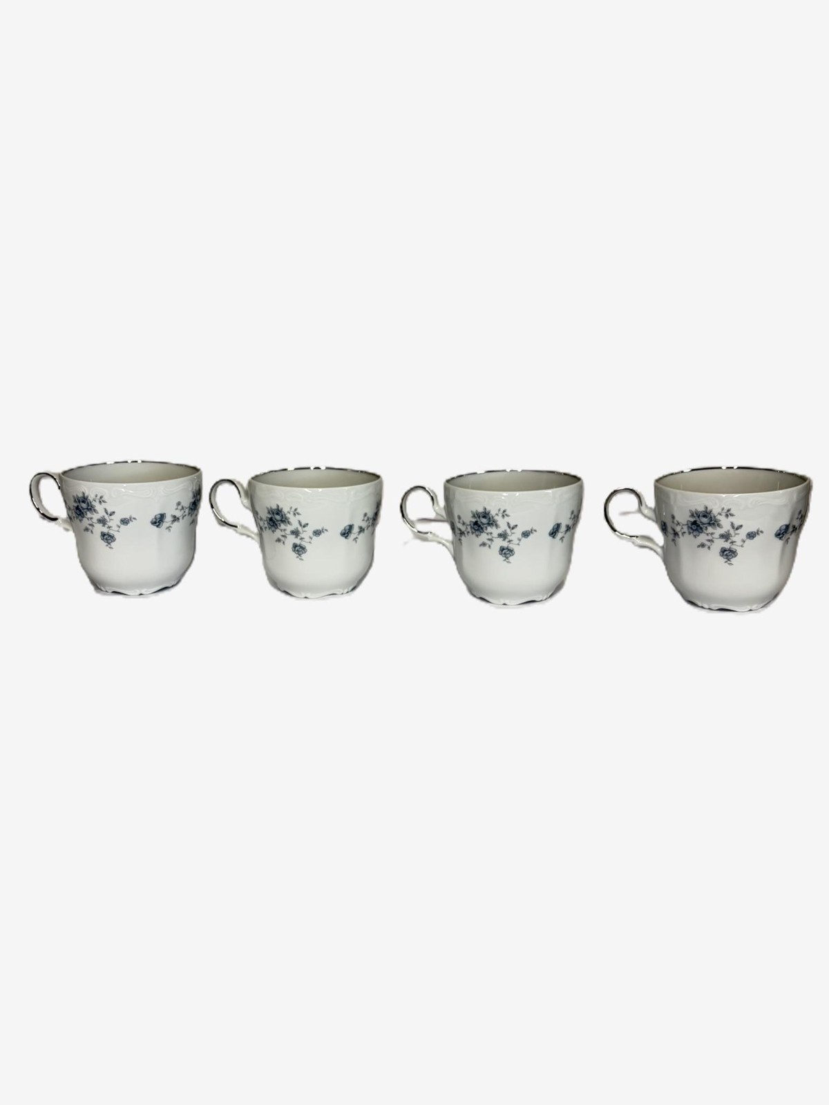 Johann Haviland Blue Garland Cups Set of 4 Bavaria Germany Floral Tea Coffee Vtg