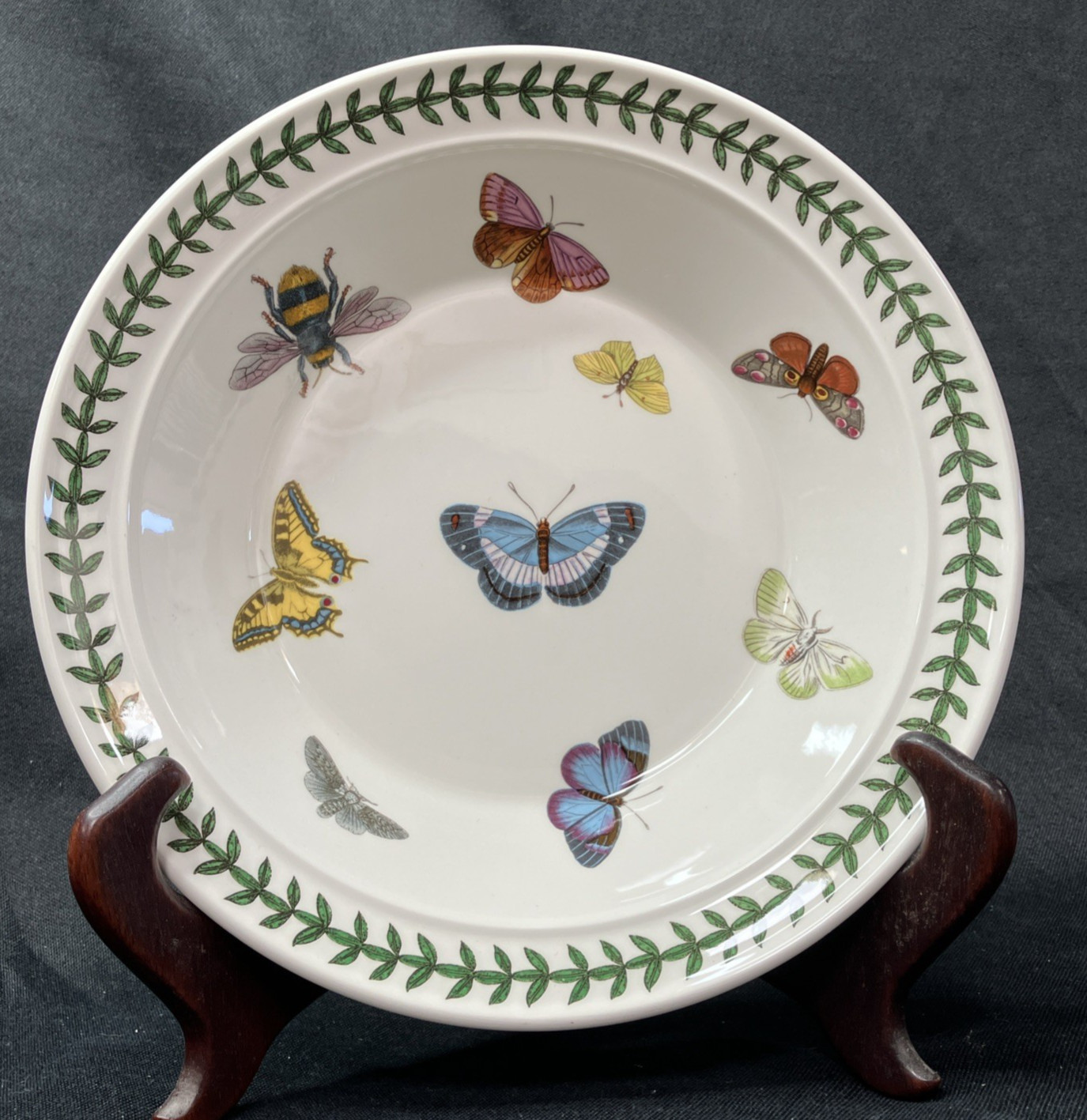 Portmeirion Botanic Garden Rimmed 8.5″ Soup Bowl Butterfly Moth Insect NEW MARK