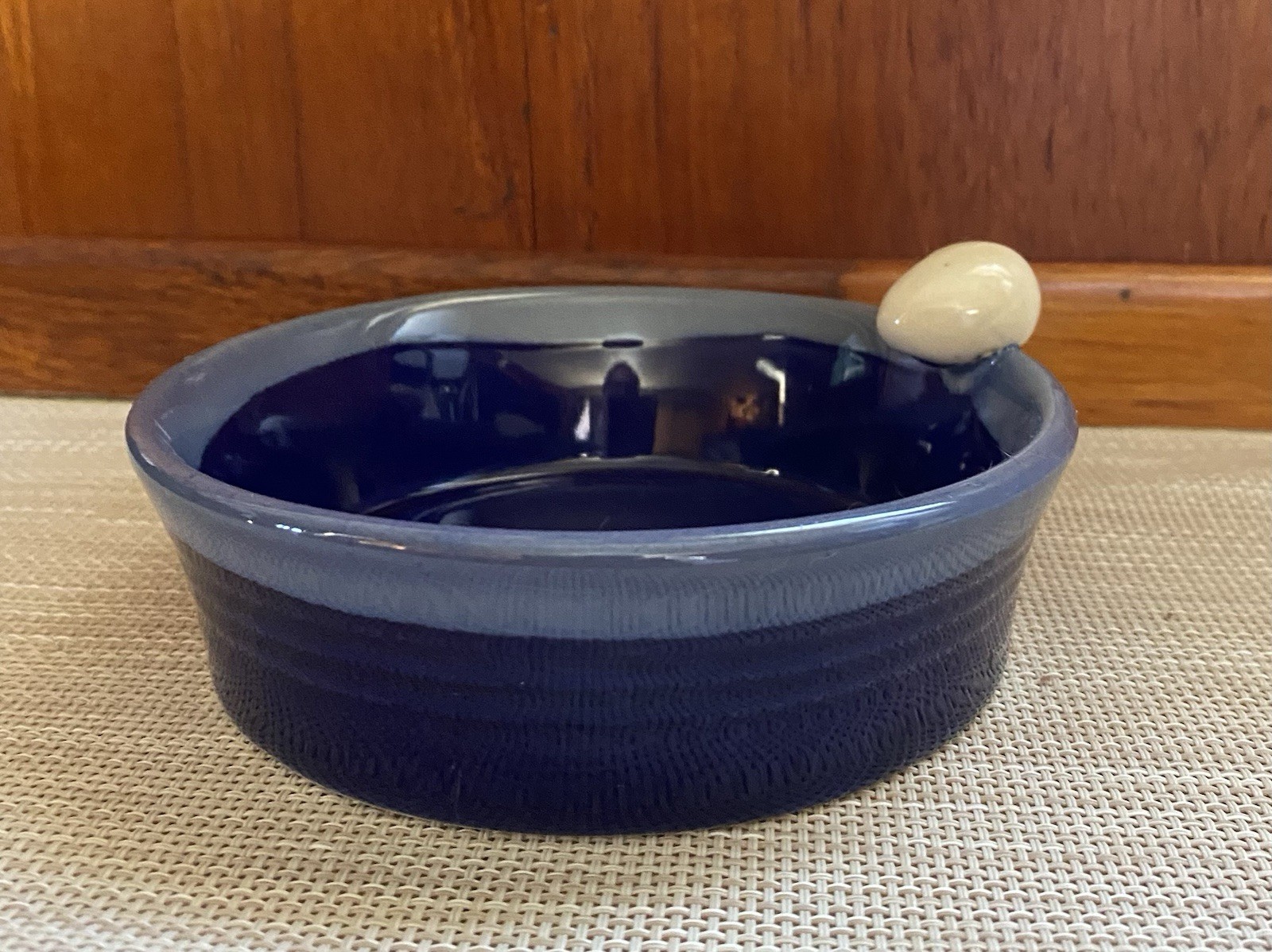 Blue Drip Glaze Pottery Bowl Egg 5 1/2” Across Tumbleweed Pottery