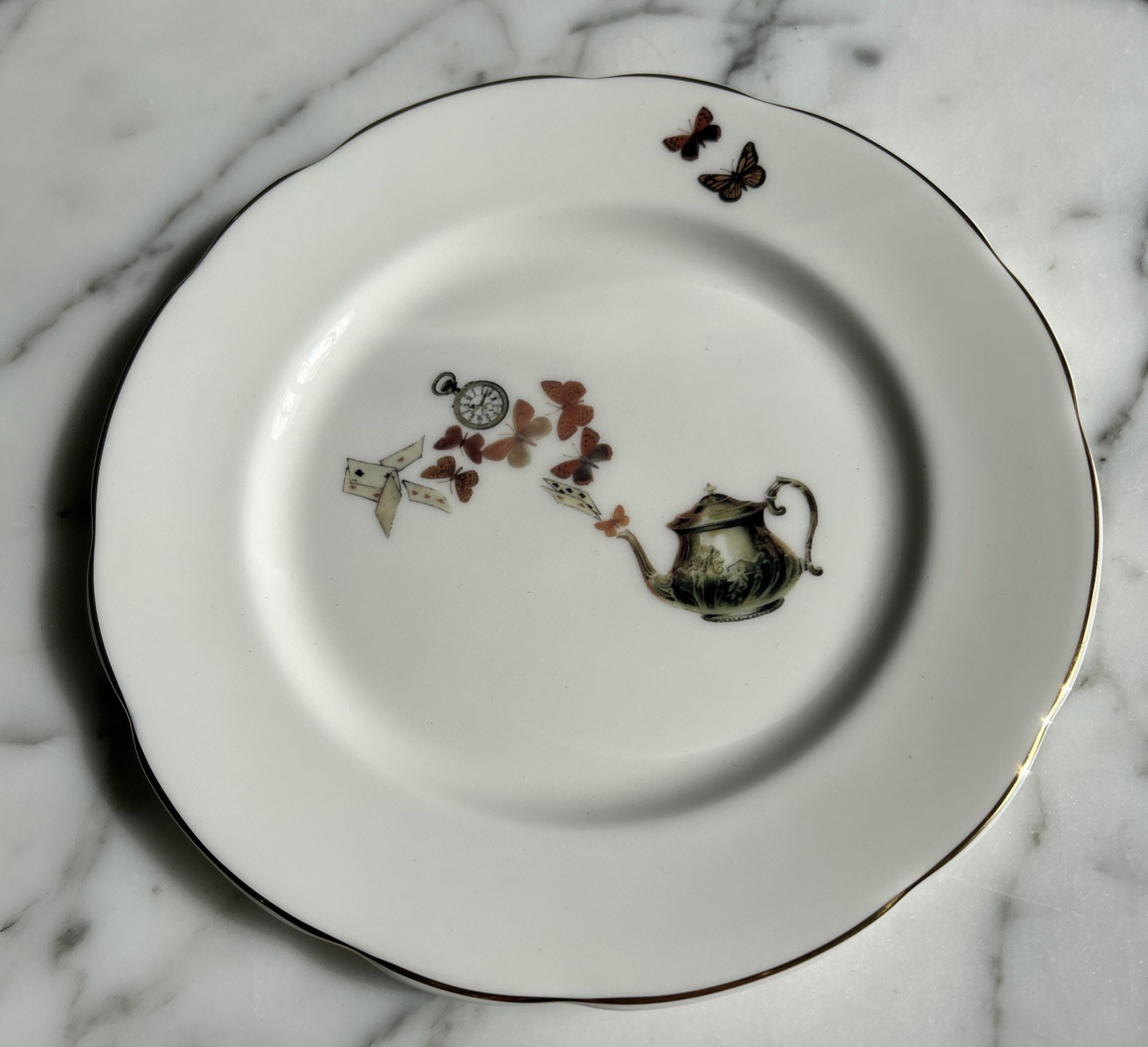 Ali Miller UK Alice In Wonderland Breakfast Dessert Cup/Saucer & Cake Plate Trio