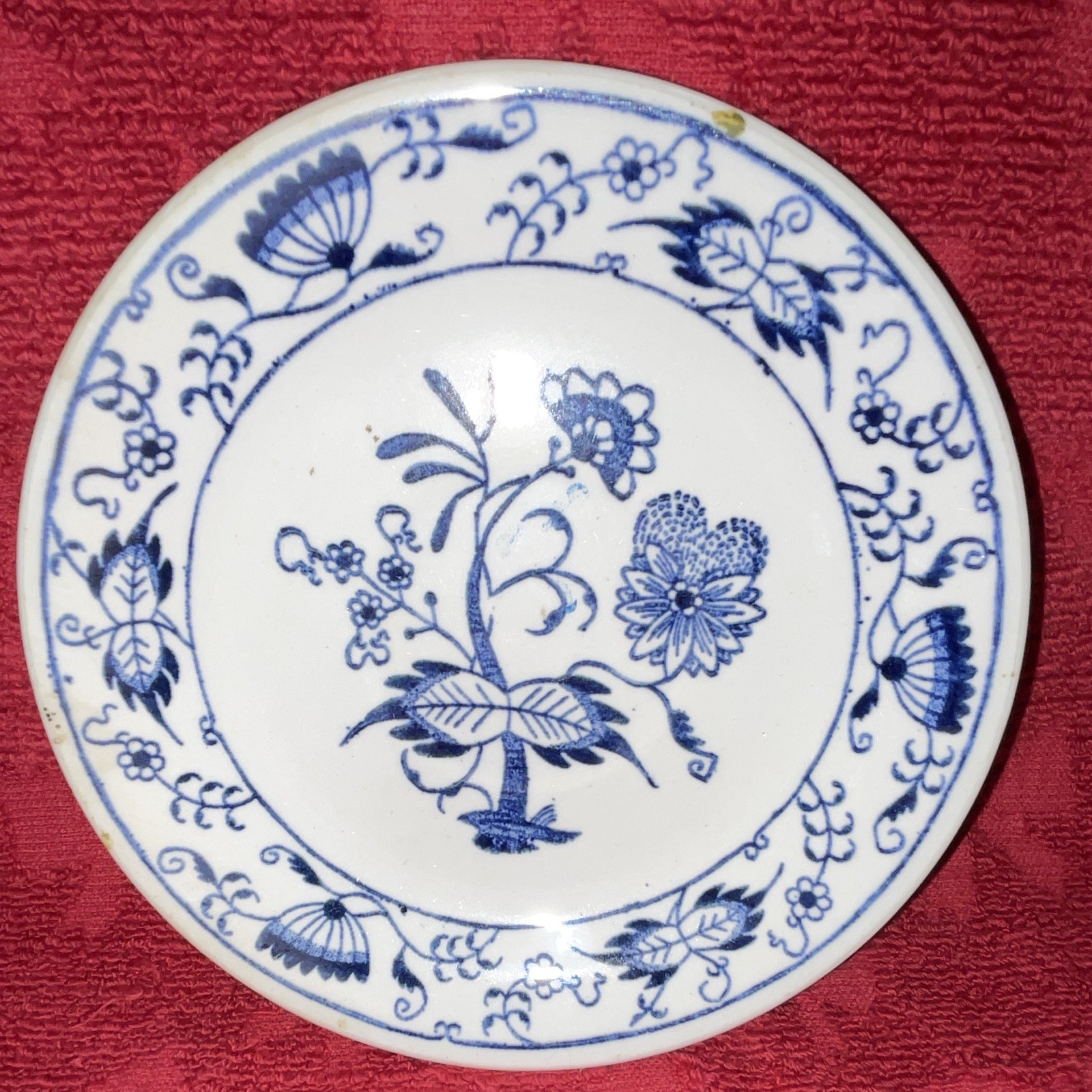 Blue & White Floral Ceramic Round Plate 6.25in